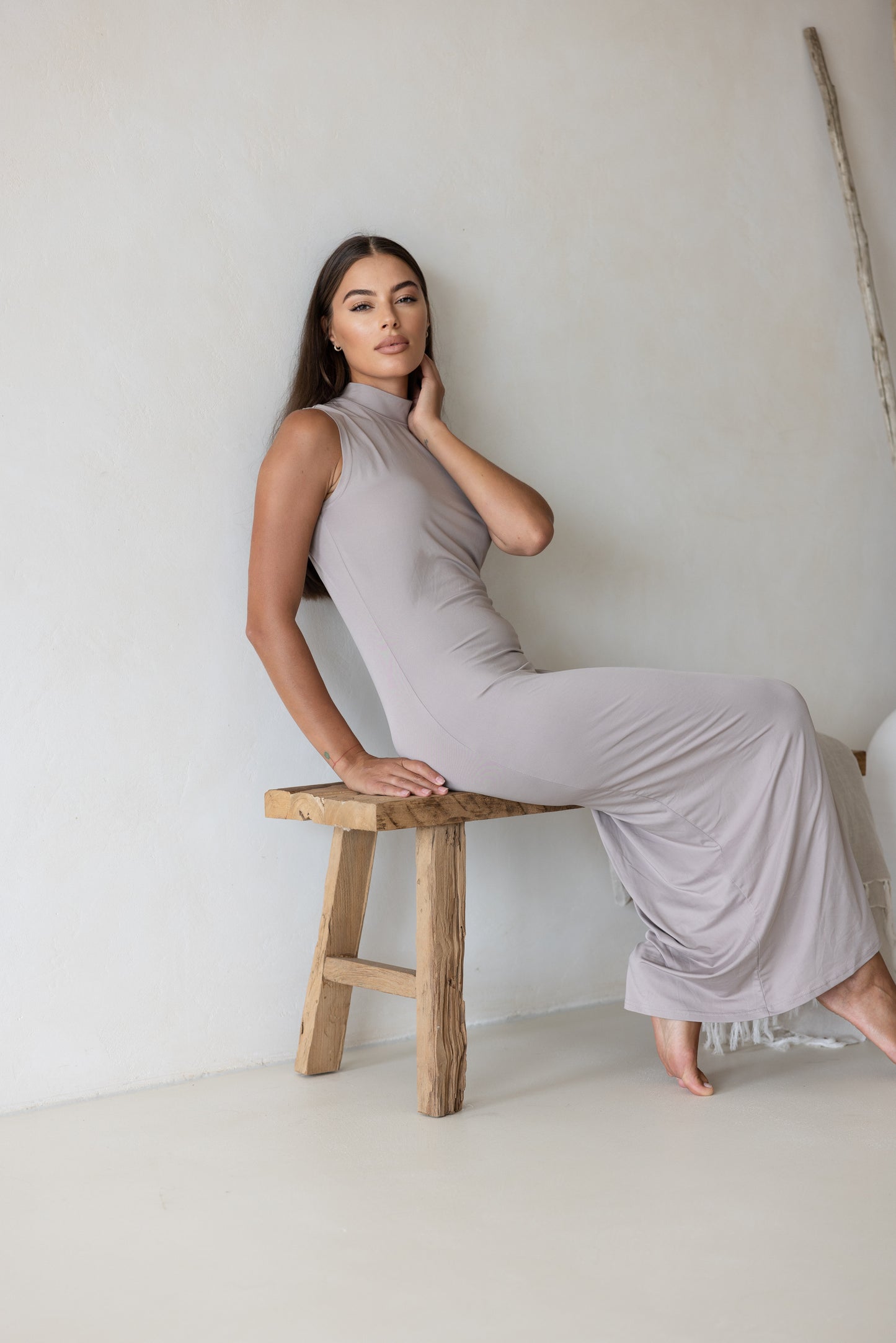 Luxe Sleeveless Slip Dress Fawn