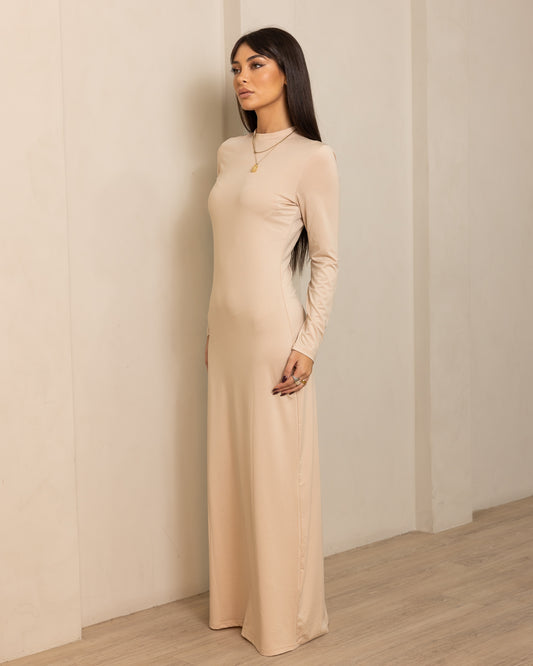 Luxe Slip Dress Low Neck Clay