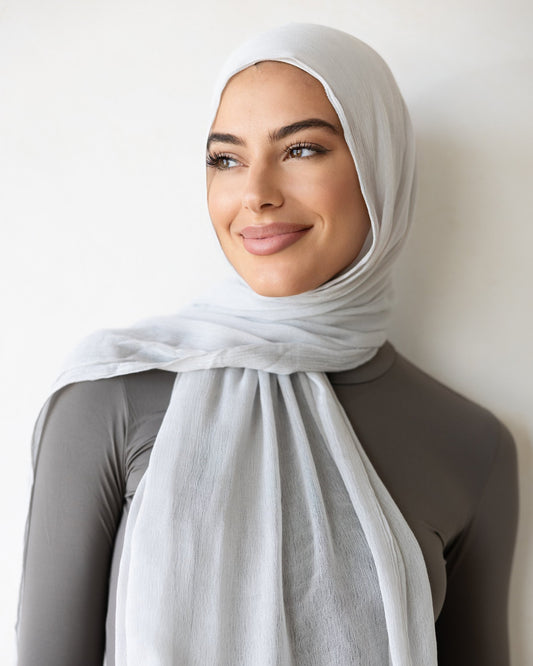 Luxe Rayon Hijab  Frayed Edge - CLOUD