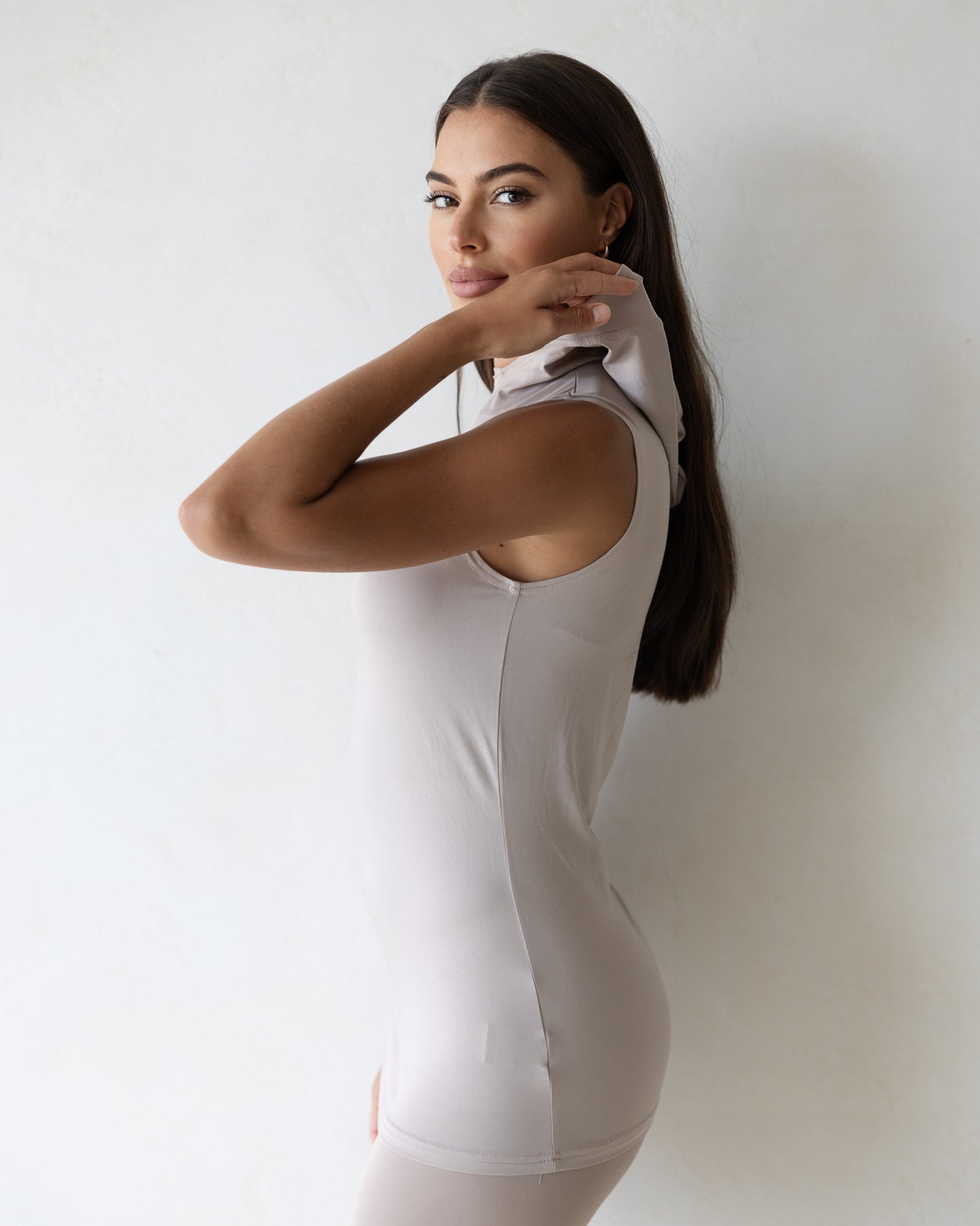 Luxe Hooded Sleeveless Fawn FINAL SALE