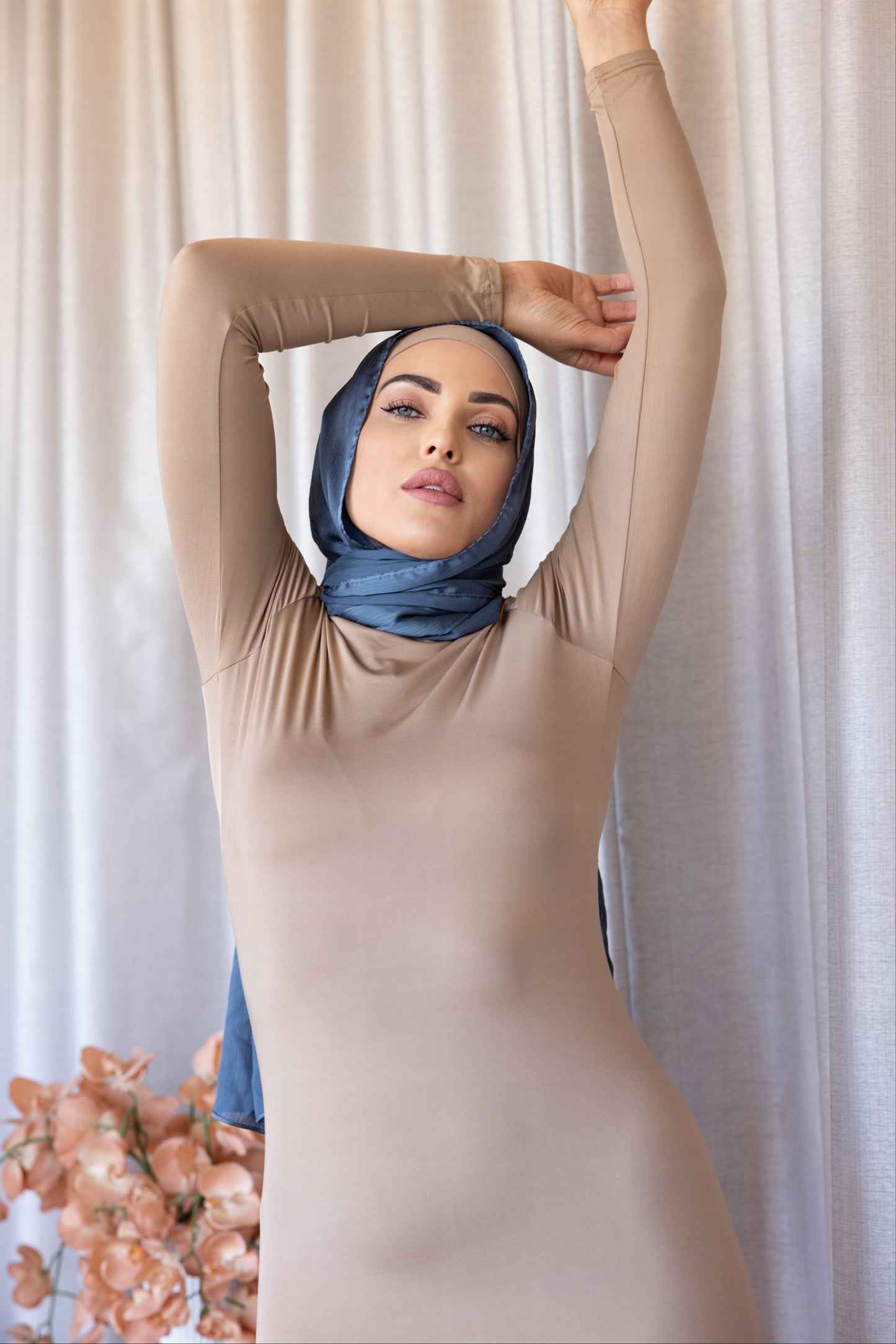CRINKLE SATIN HIJAB - Denim FINAL SALE
