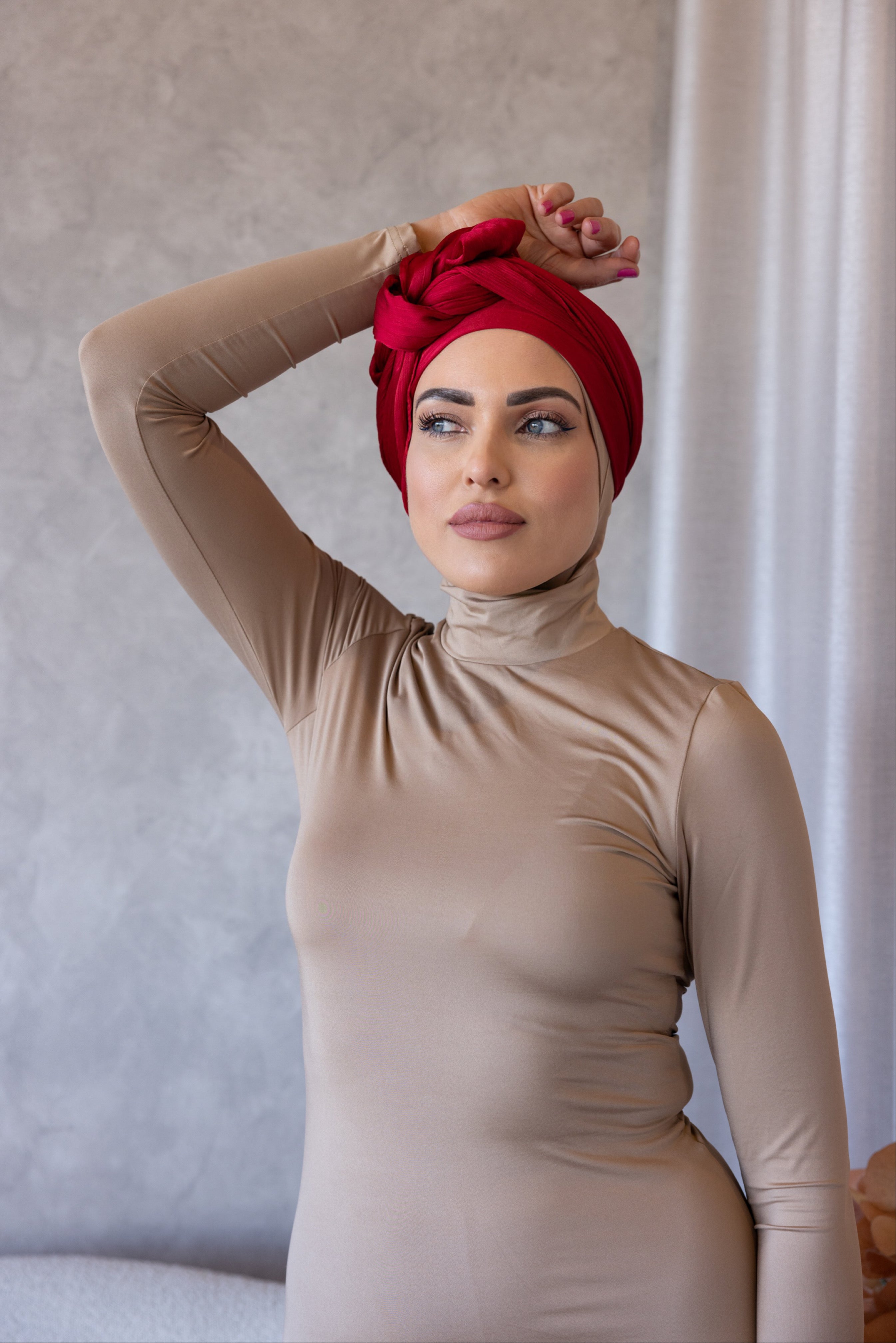 CRINKLE SATIN HIJAB - Cherry FINAL SALE