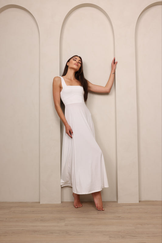 Luxe Box Neck Dress Vanilla