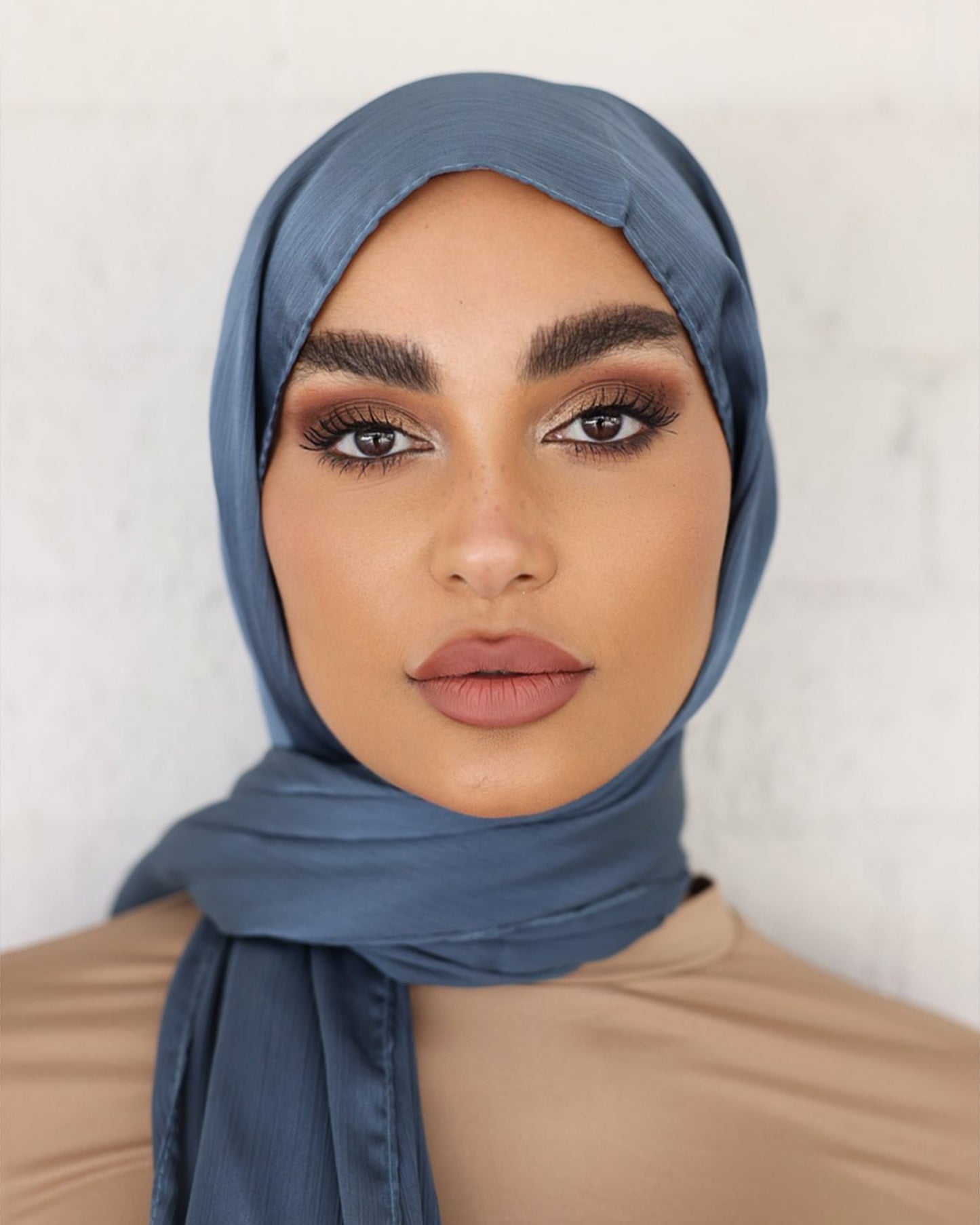 CRINKLE SATIN HIJAB - Denim FINAL SALE