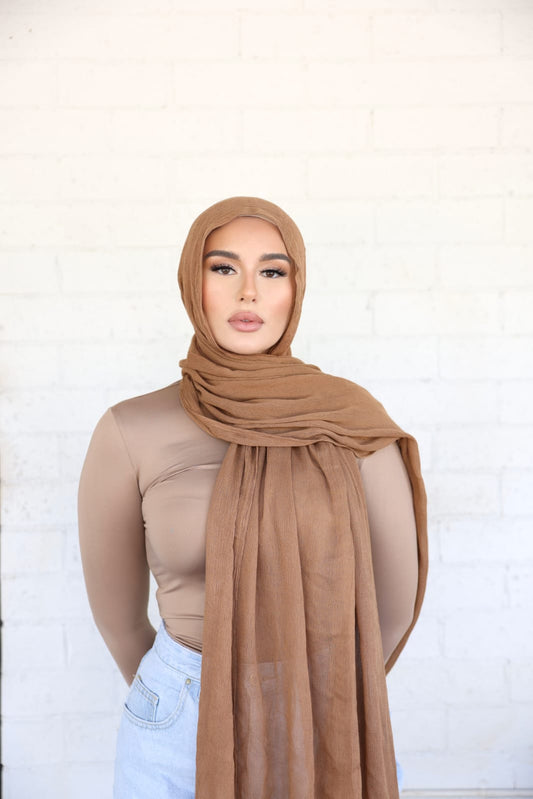 Luxe Rayon Hijab Frayed Edge - CINNAMON