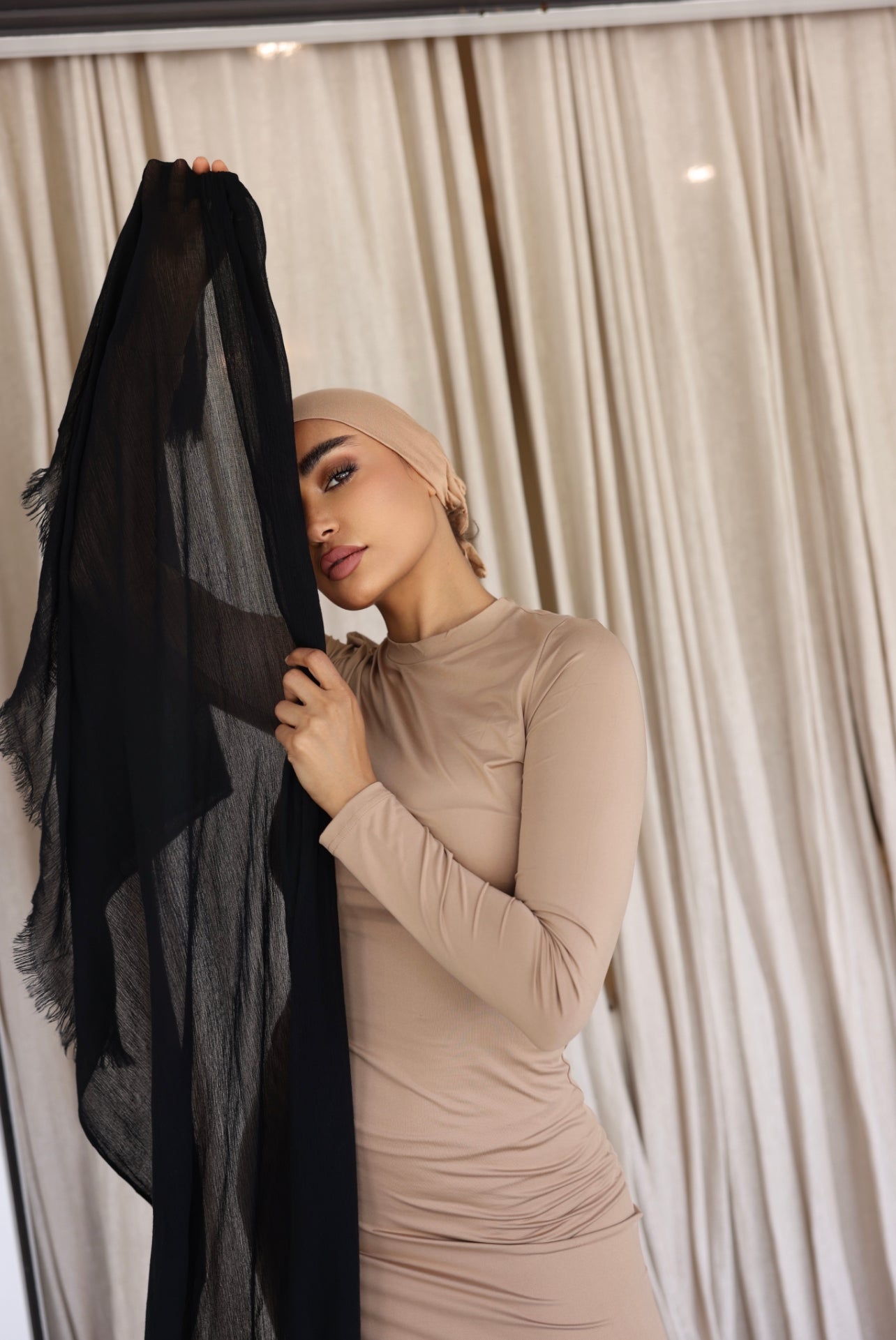Luxe Rayon Hijab Frayed Edge - MIDNIGHT