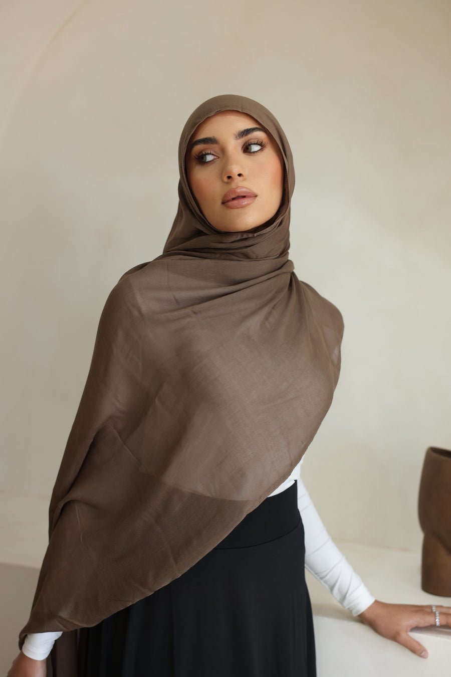 Luxe Double Stitch Hijab Mocha