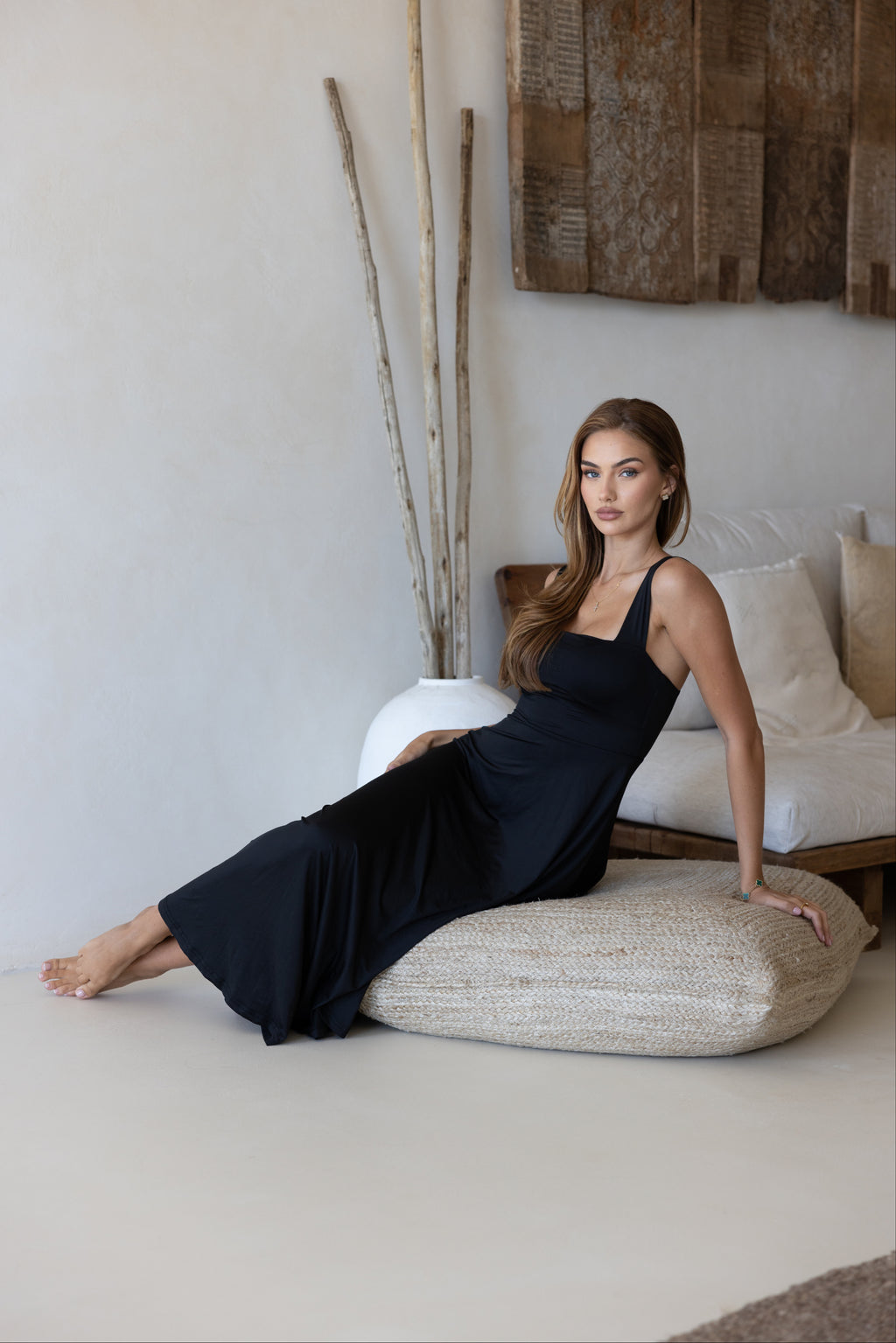 Luxe Box Neck Dress Midnight