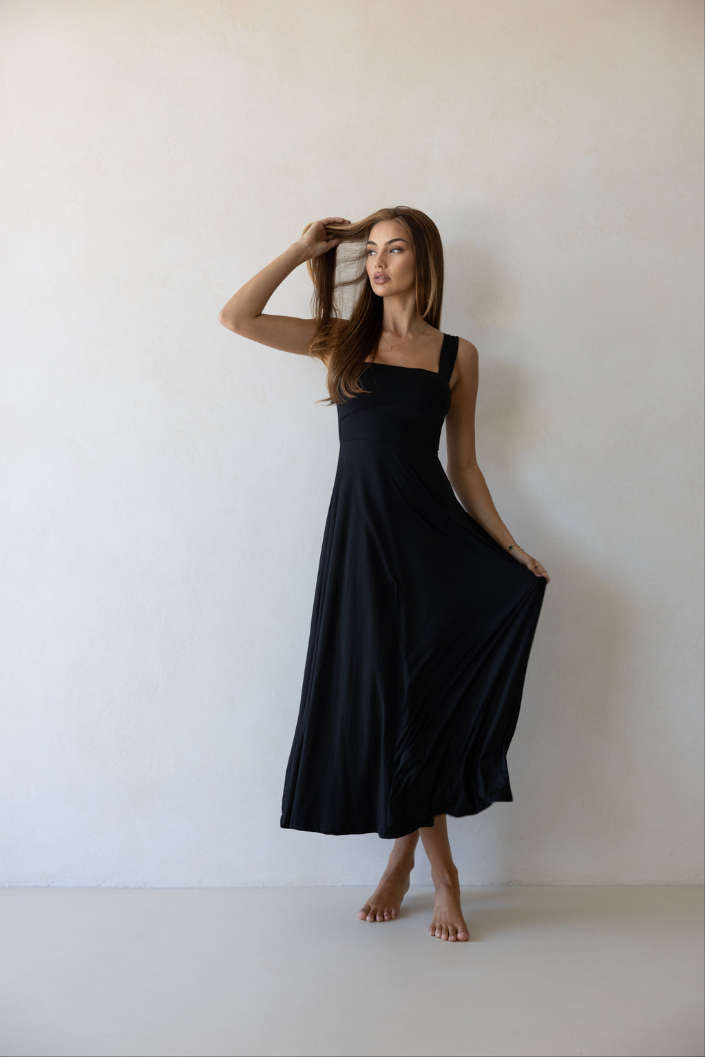 Luxe Box Neck Dress Midnight