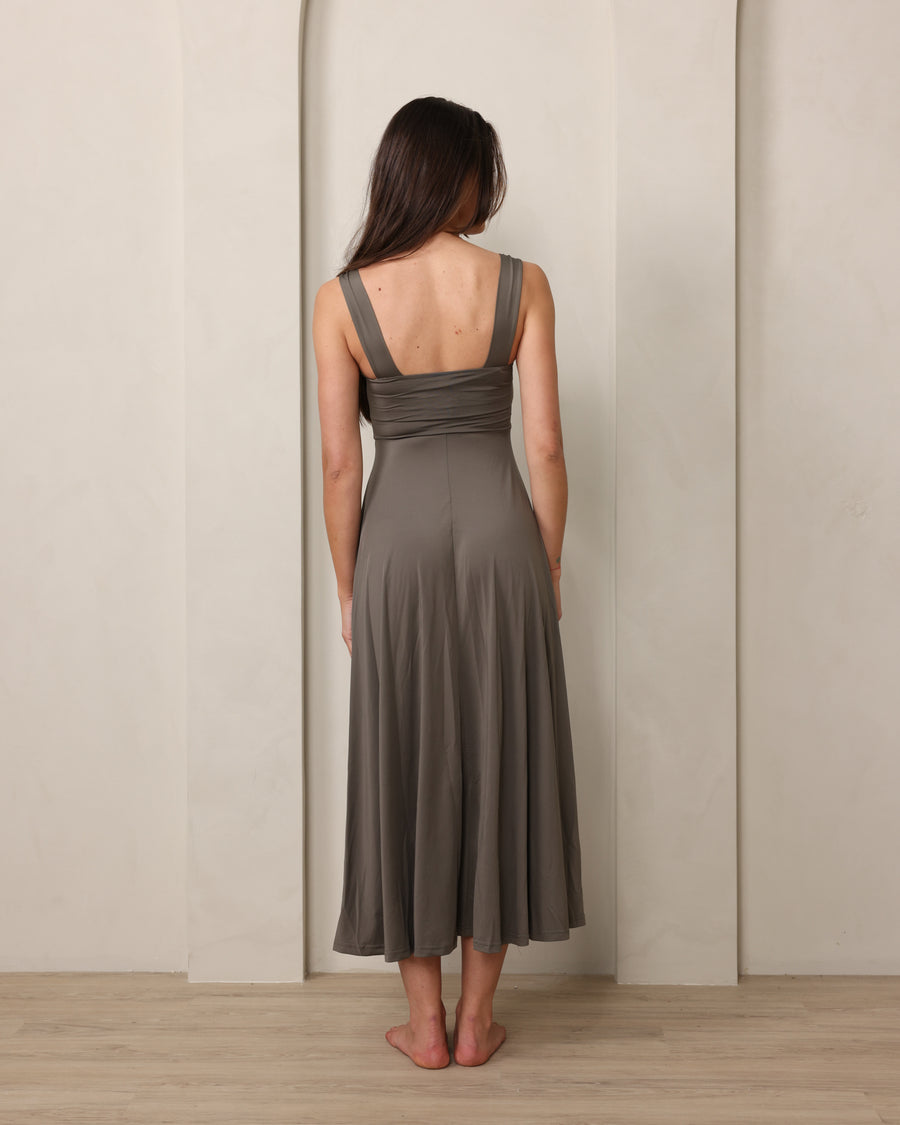 Luxe Box Neck Dress Olive
