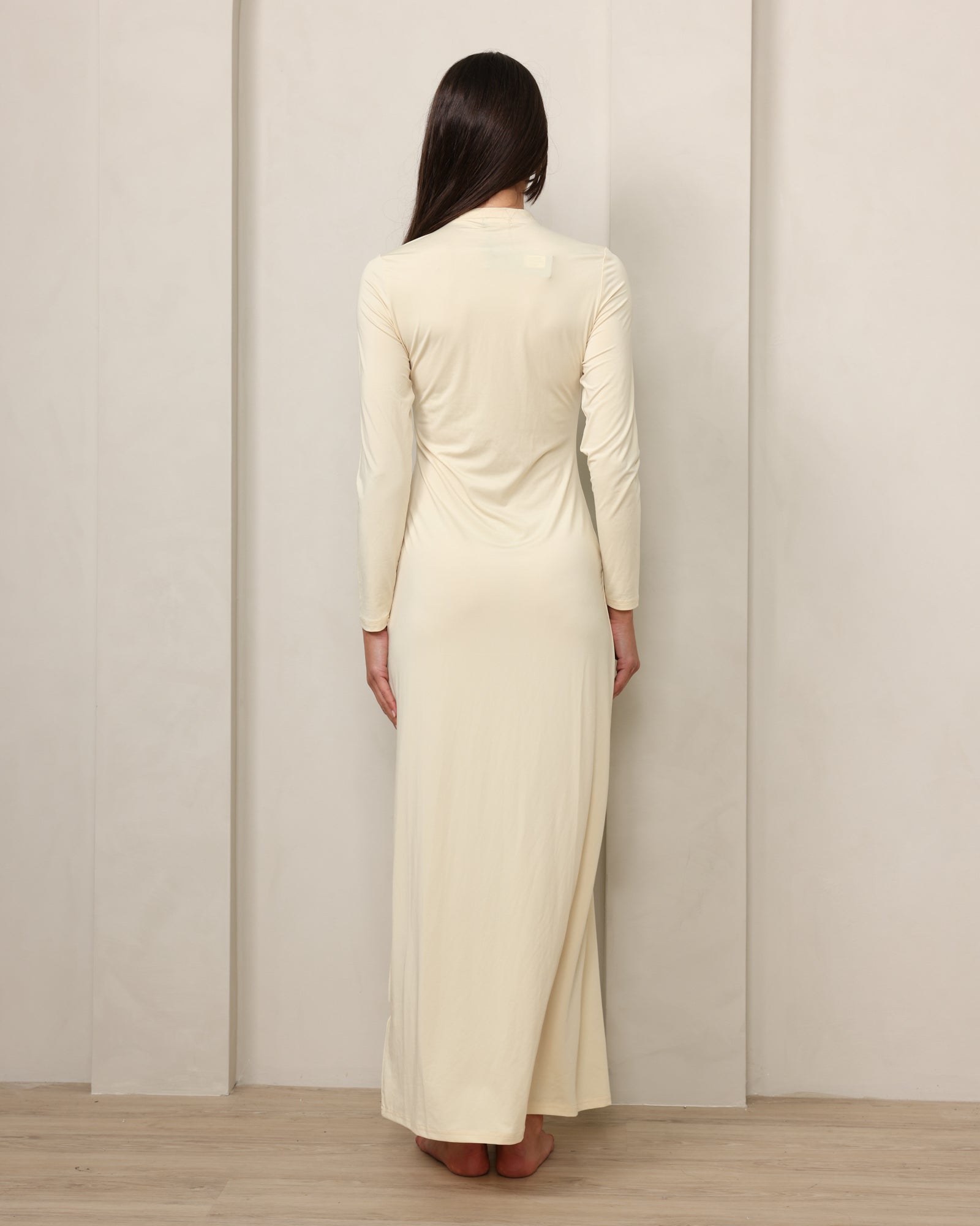 Luxe Slip Dress Low Neck Buttercream FINAL SALE