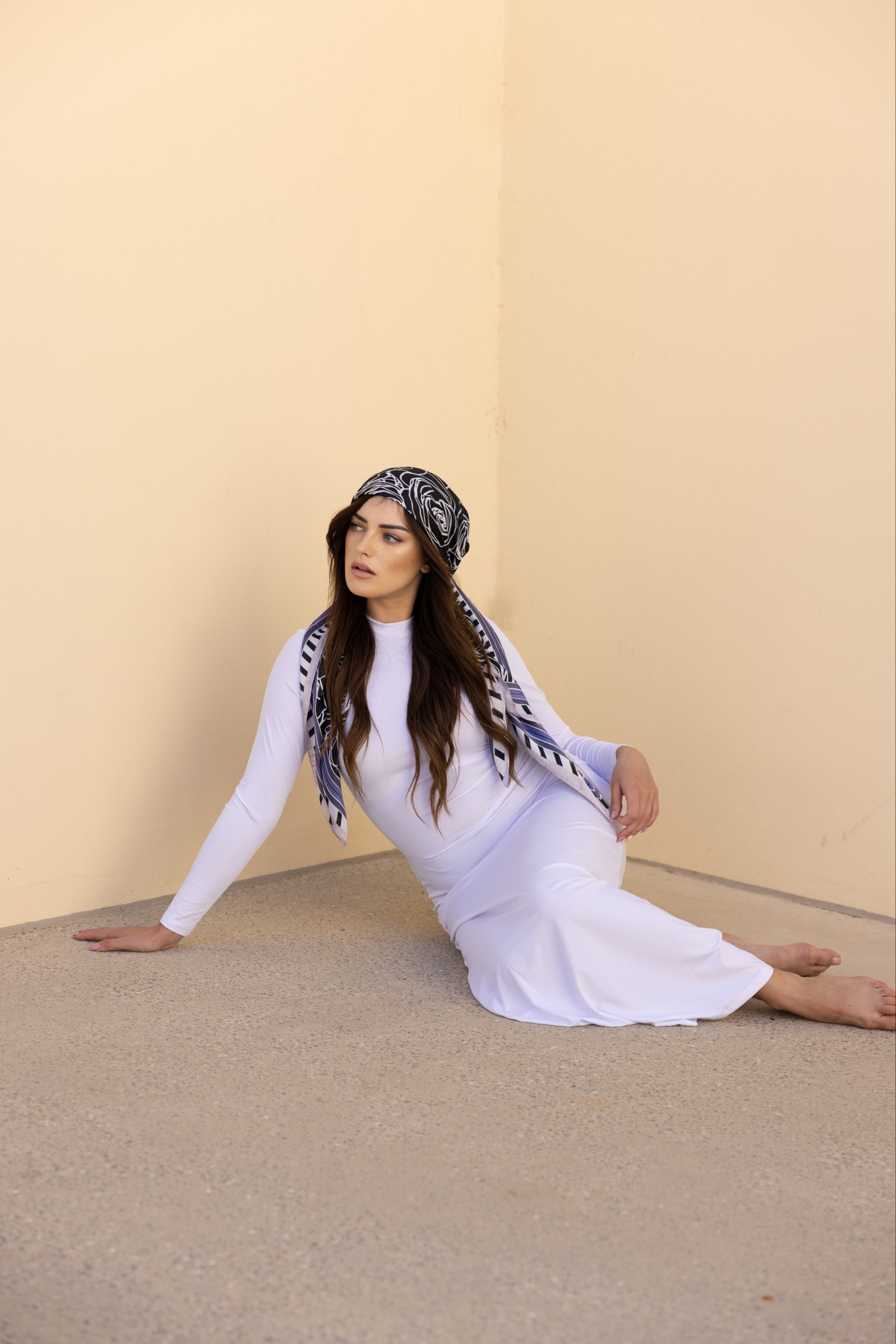 Luxe Slip Dress Low Neck Snow