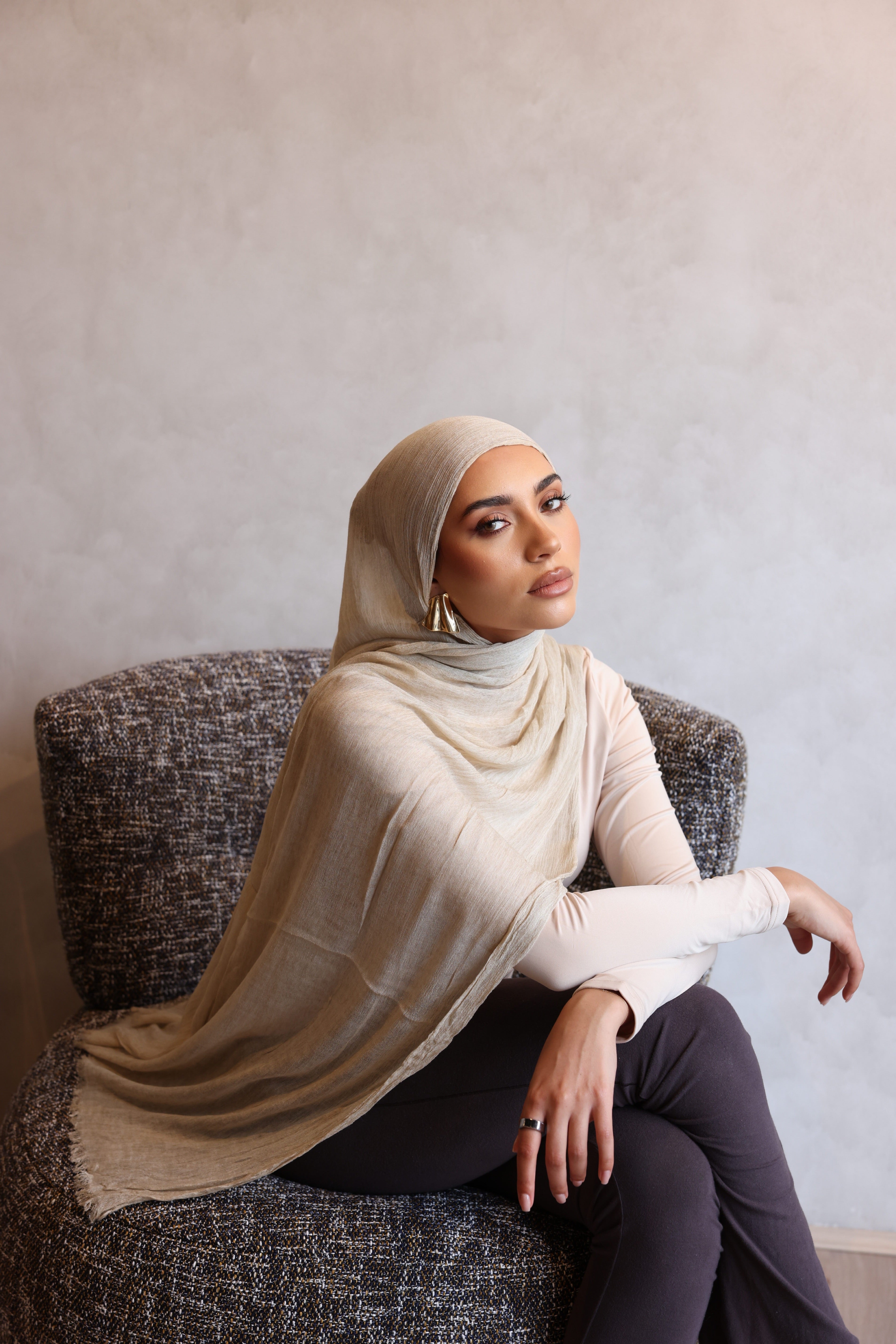 Textured Rayon Hijab - Sand