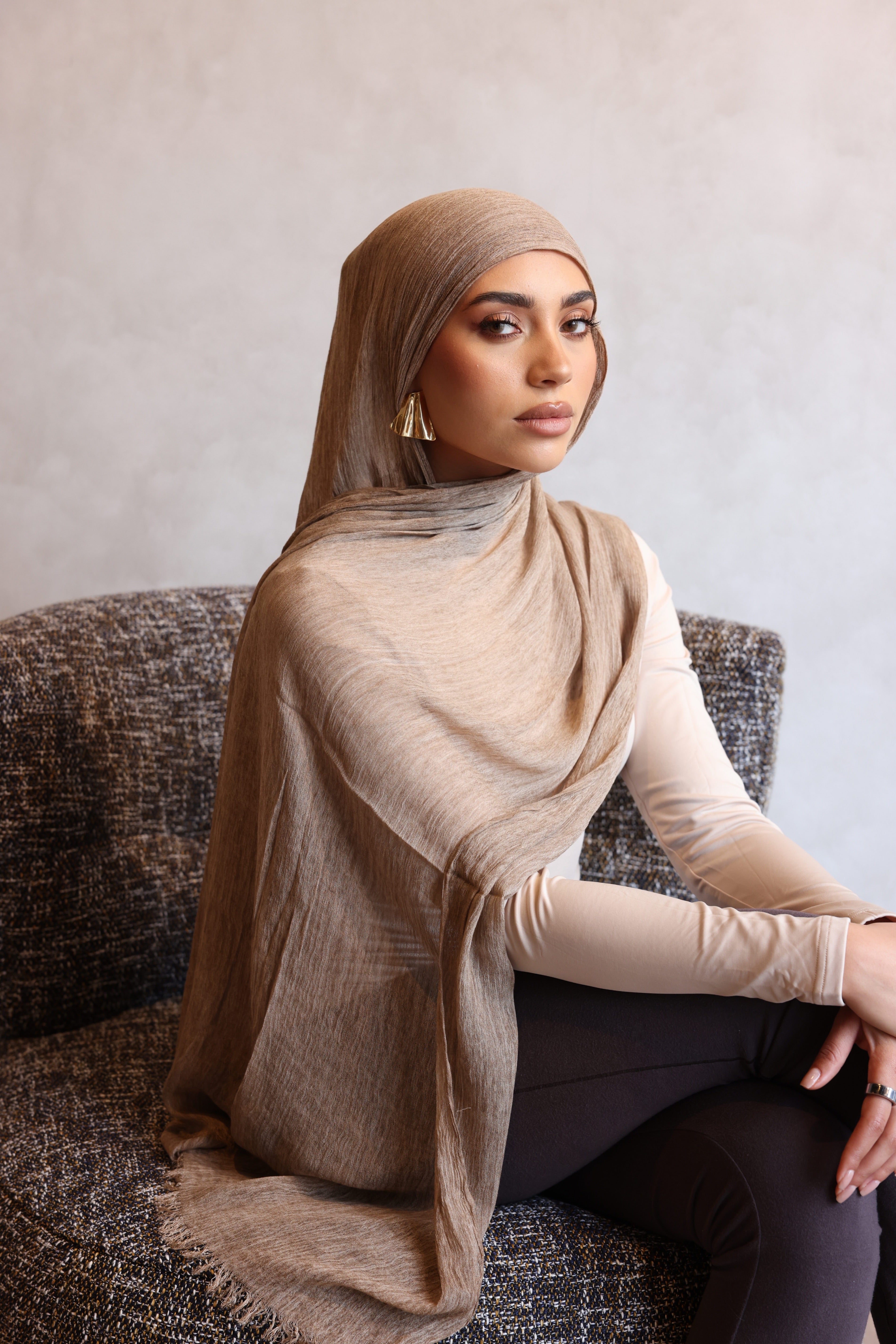 Textured Rayon Hijab - Mink