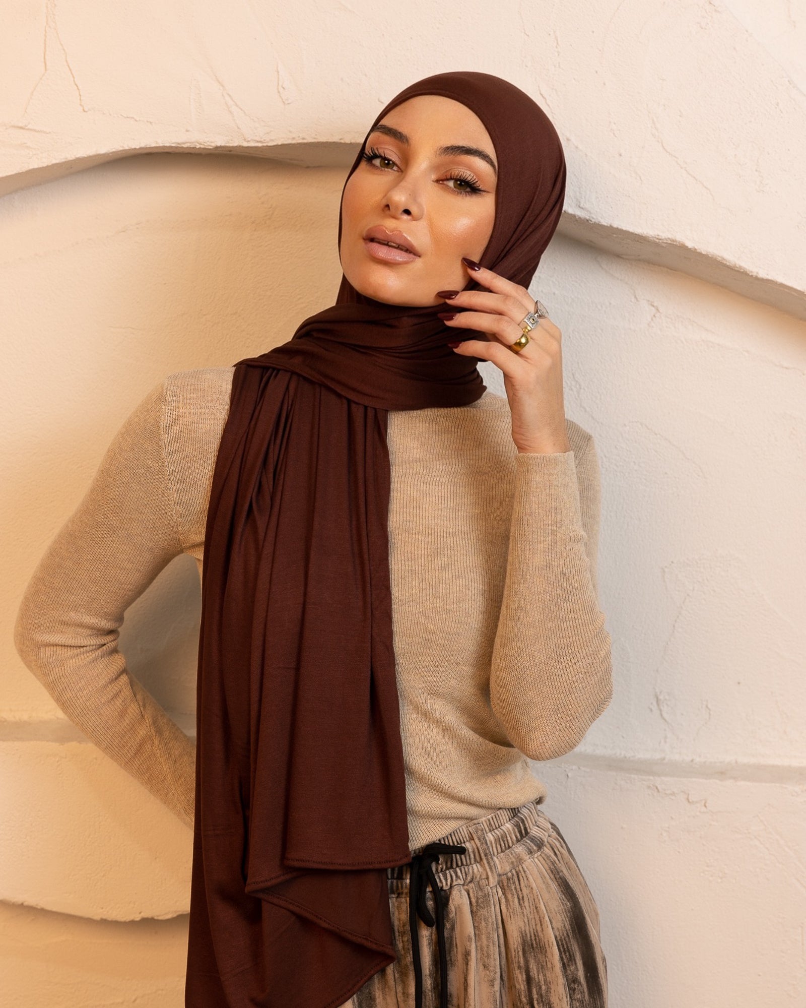 Luxe Jersey Hijab - Chocolate