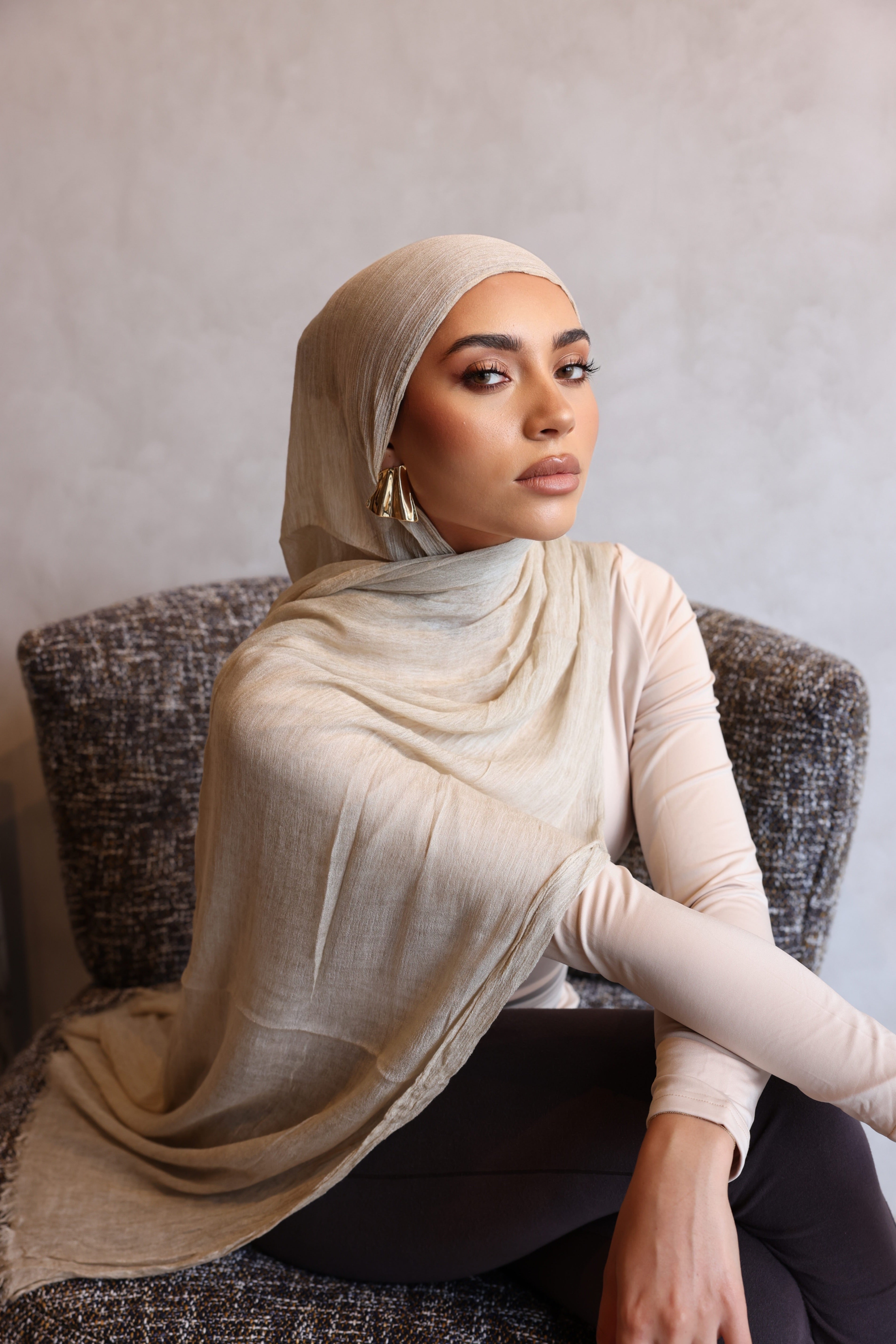 Textured Rayon Hijab - Sand