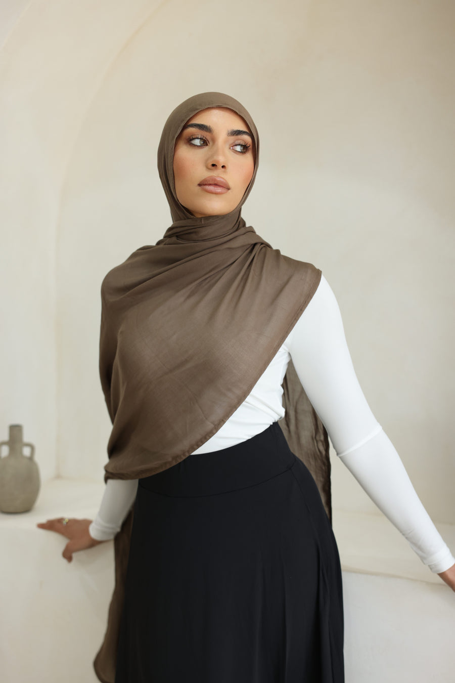 Luxe Double Stitch Hijab Mocha