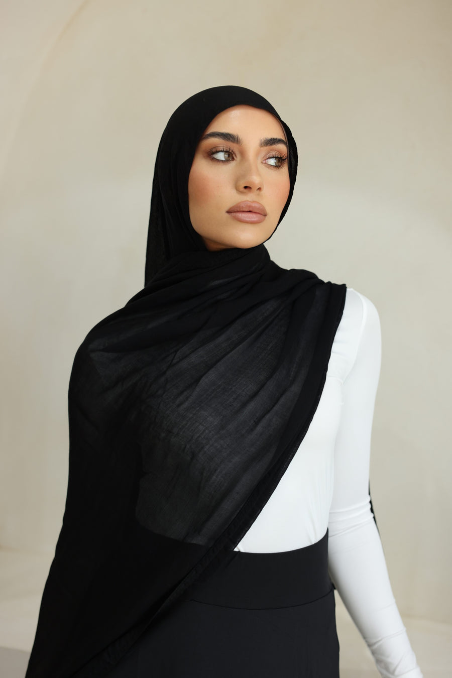 Luxe Double Stitch Hijab Midnight