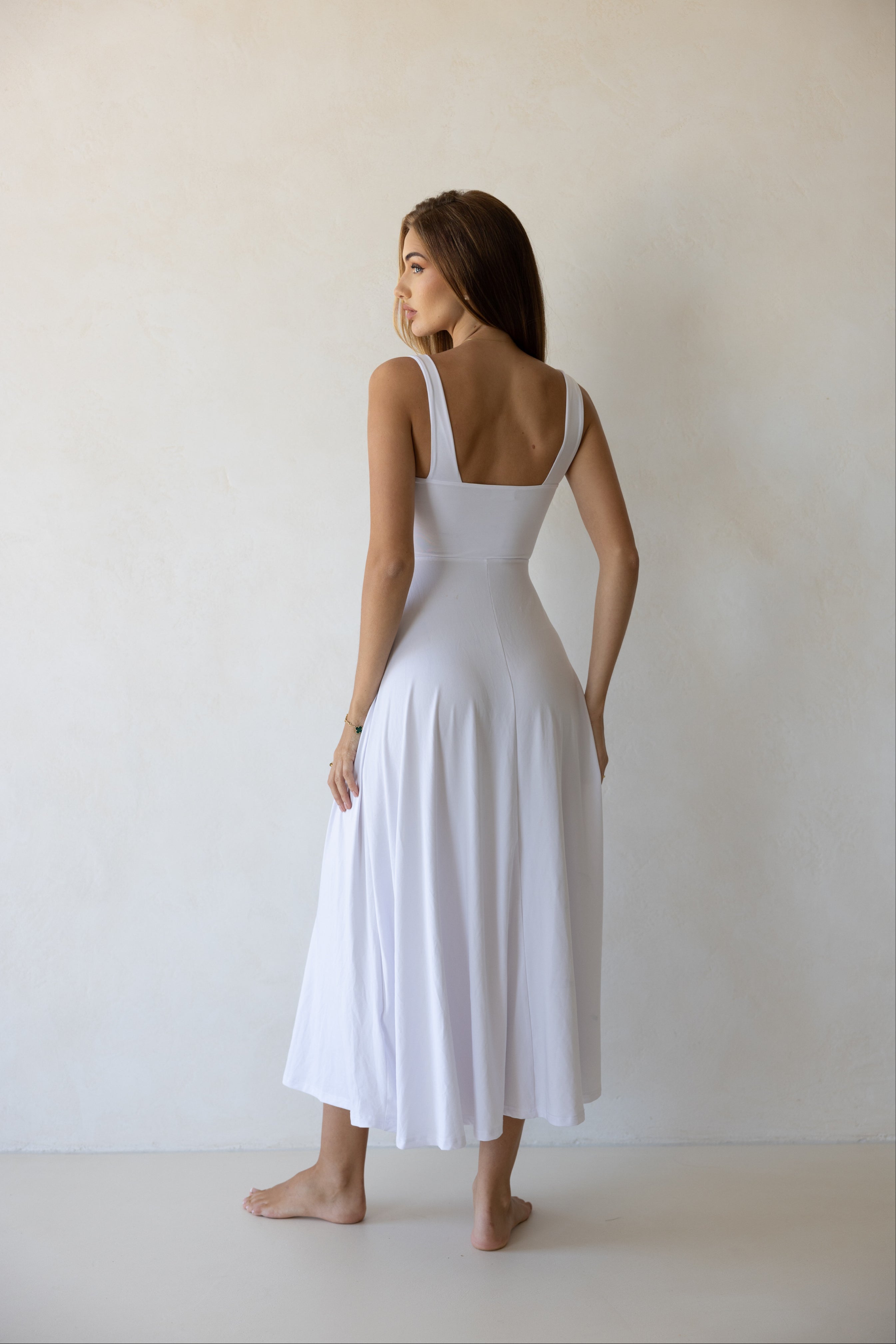 Luxe Box Neck Dress Snow