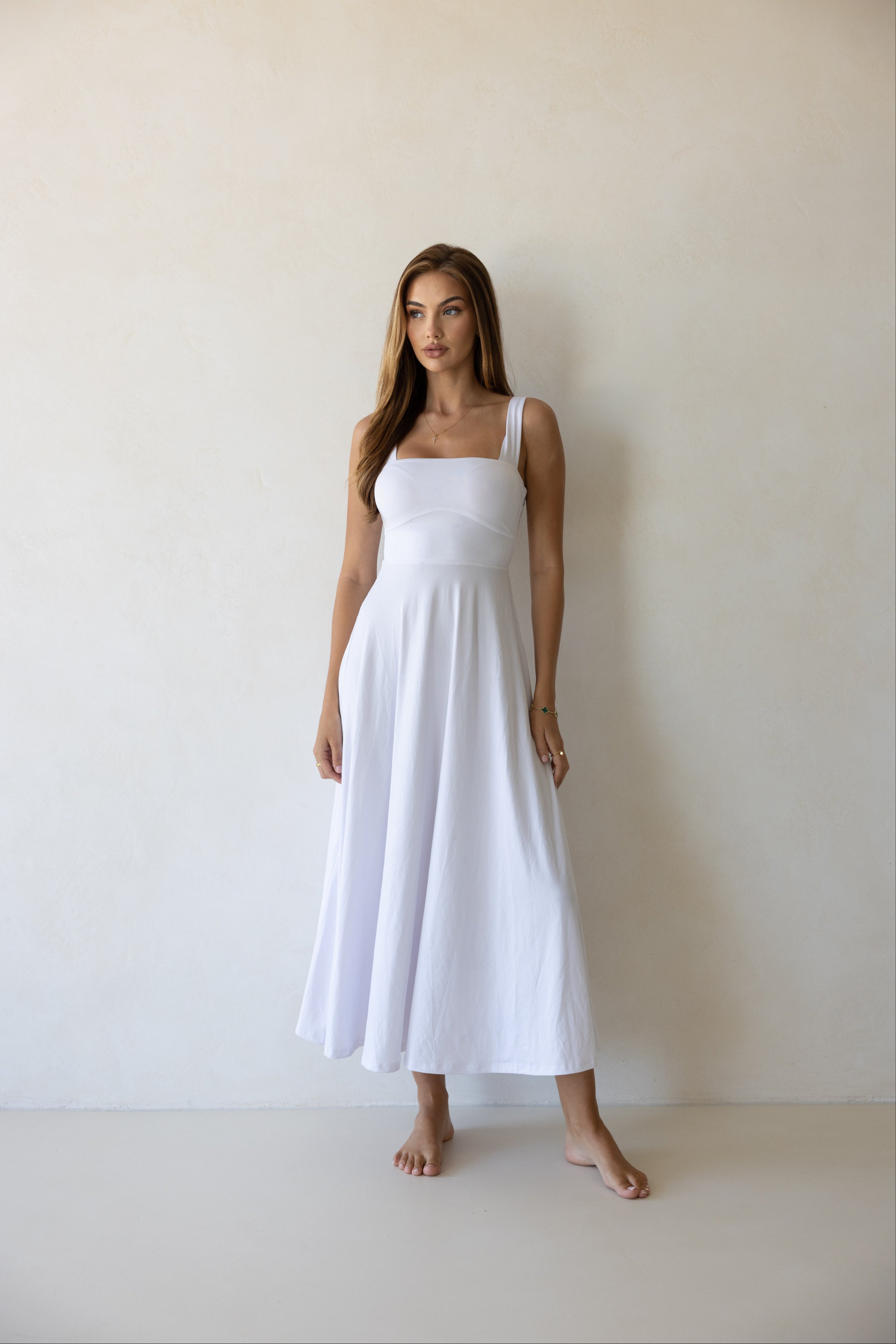 Luxe Box Neck Dress Snow