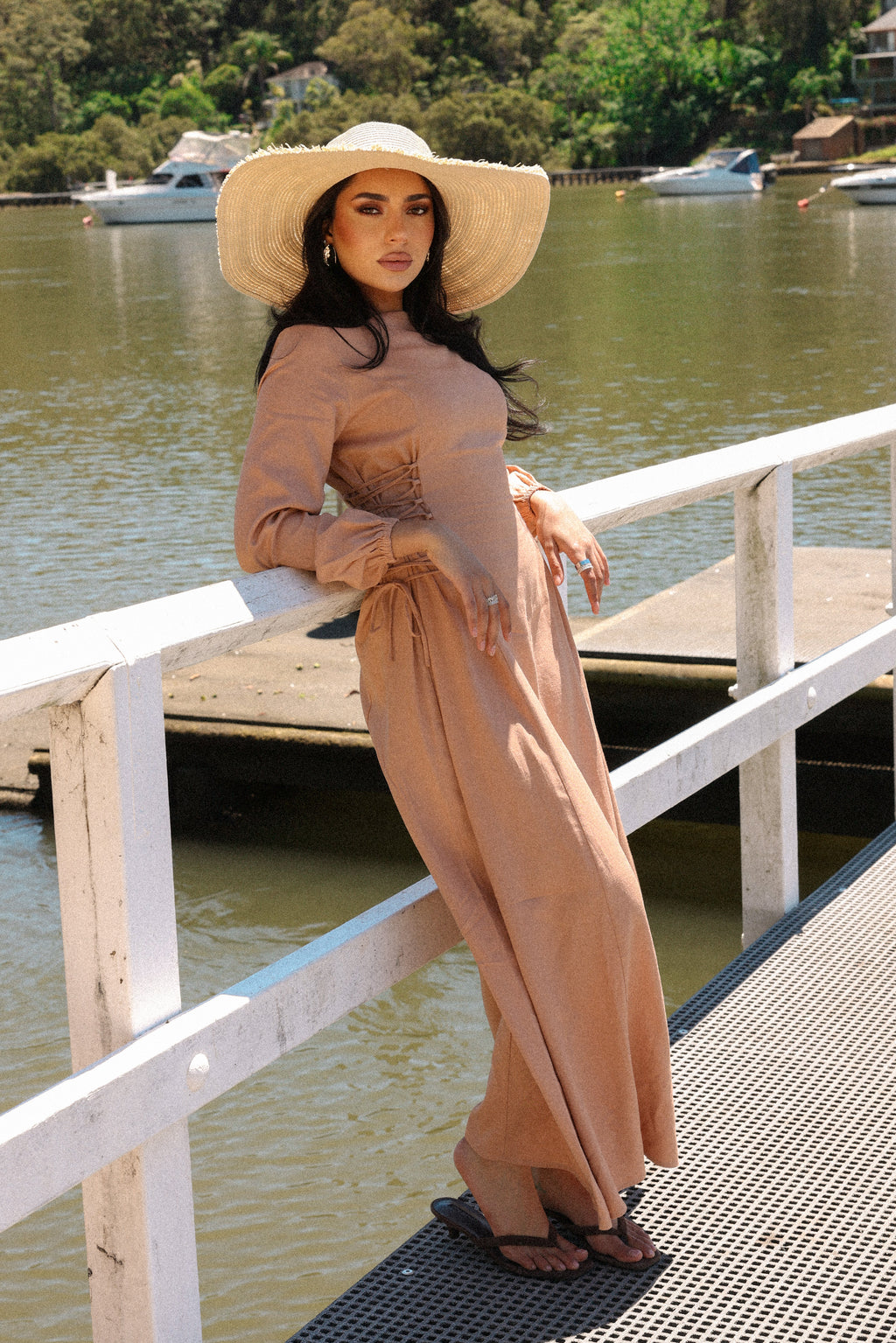 Elara Side Tie Dress - Slate Dust