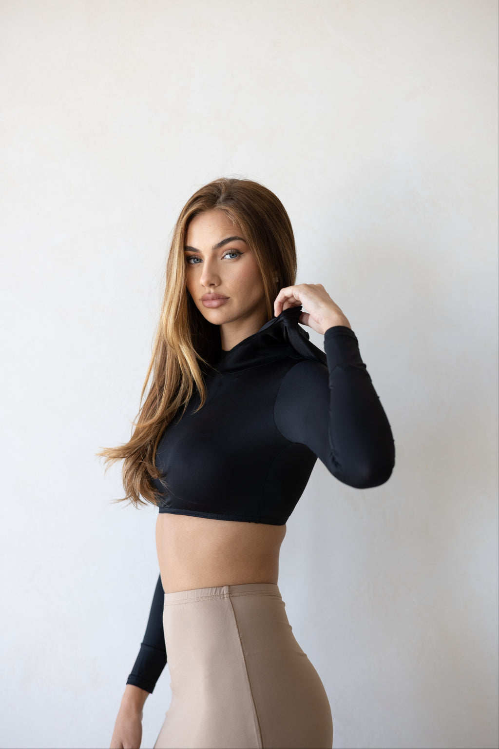 Luxe Hooded Crop Midnight FINAL SALE