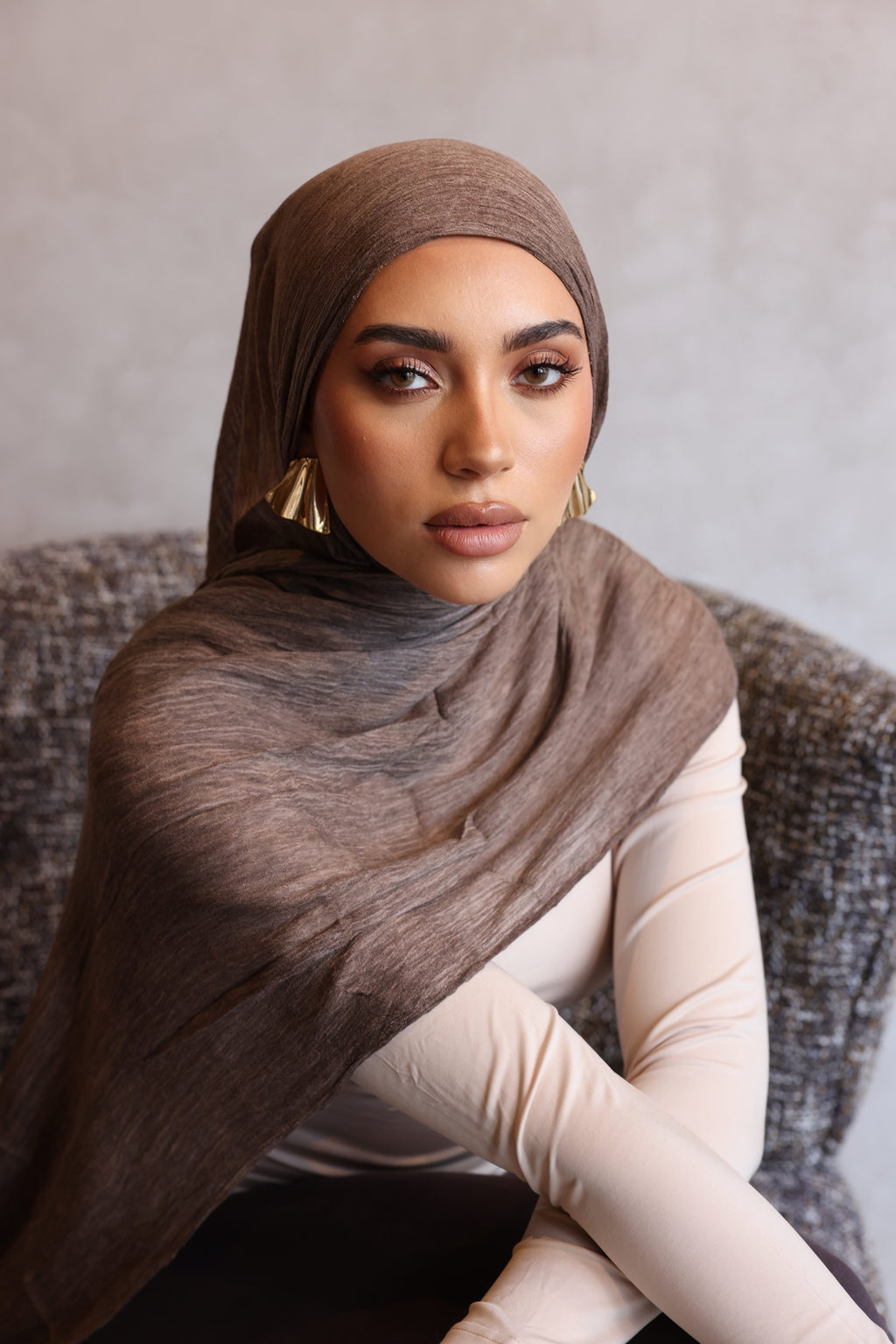 Textured Rayon Hijab - Coffee Bean
