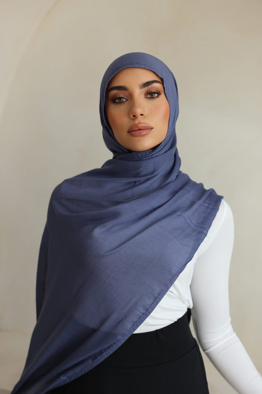 Luxe Double Stitch Hijab Denim