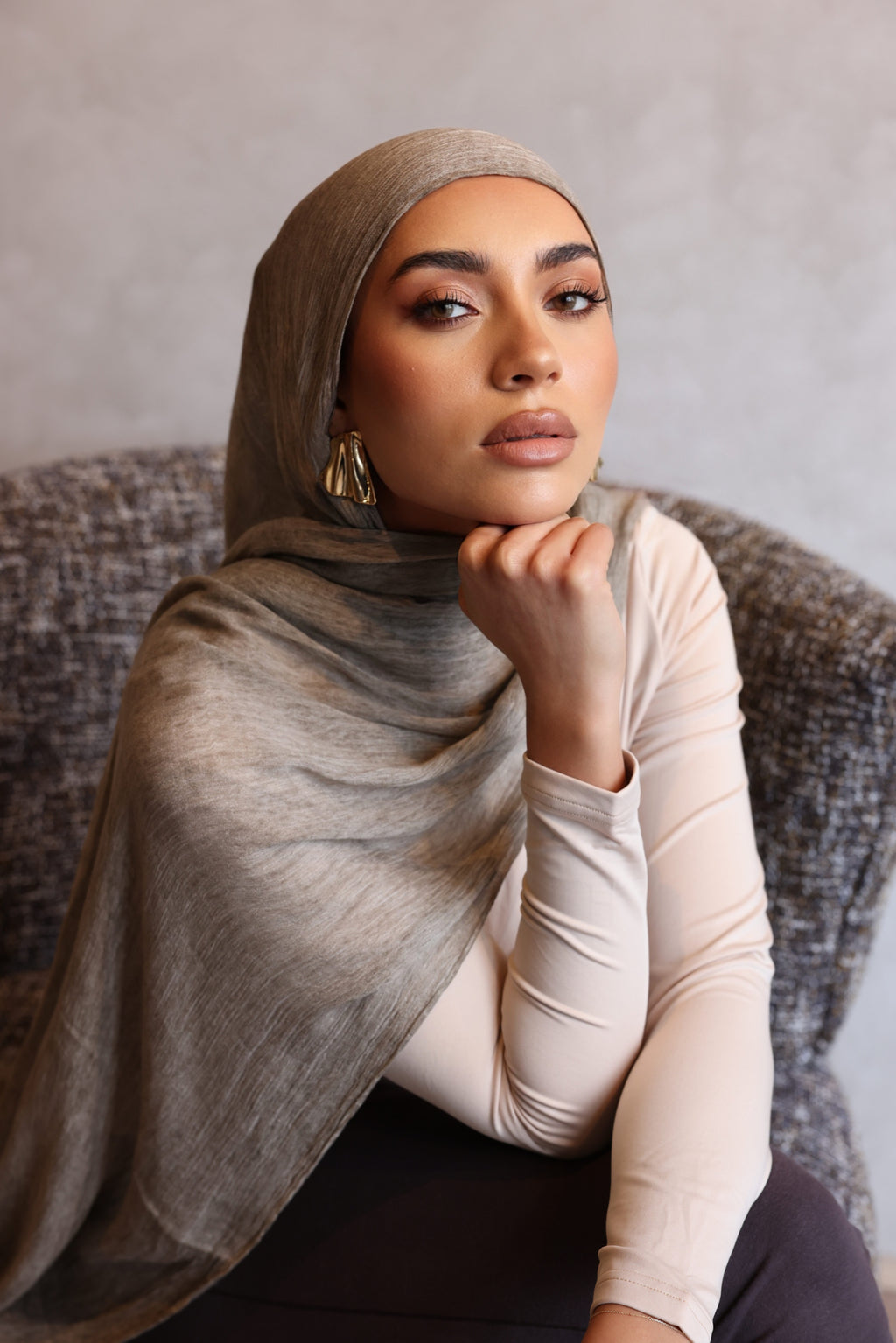 Textured Rayon Hijab - Almond