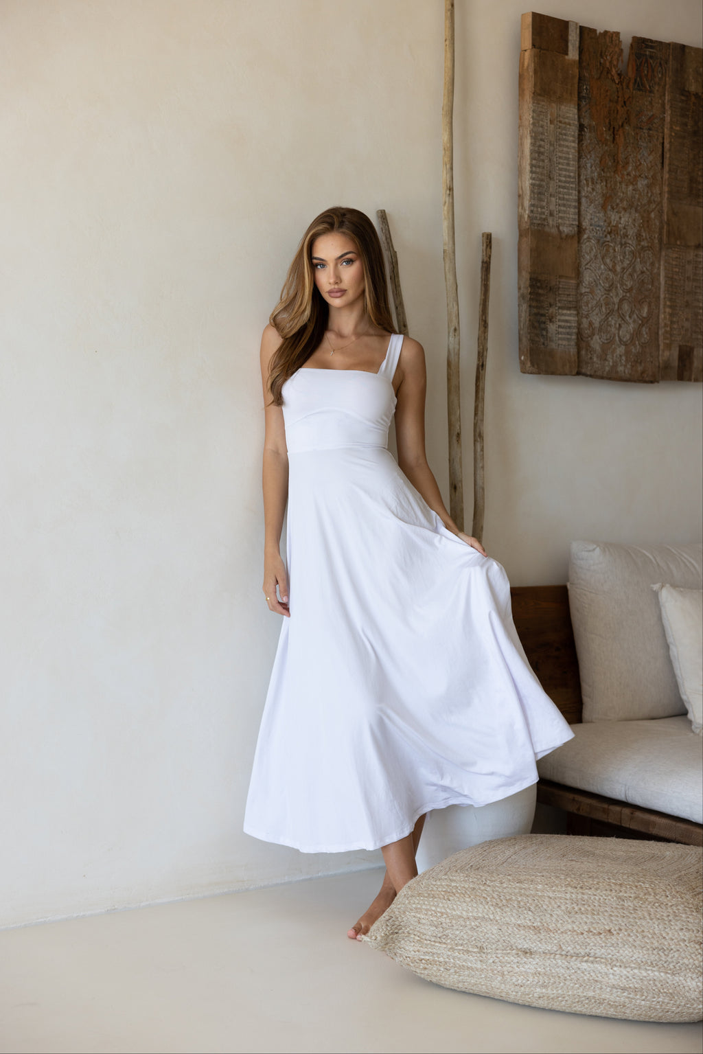 Luxe Box Neck Dress Snow