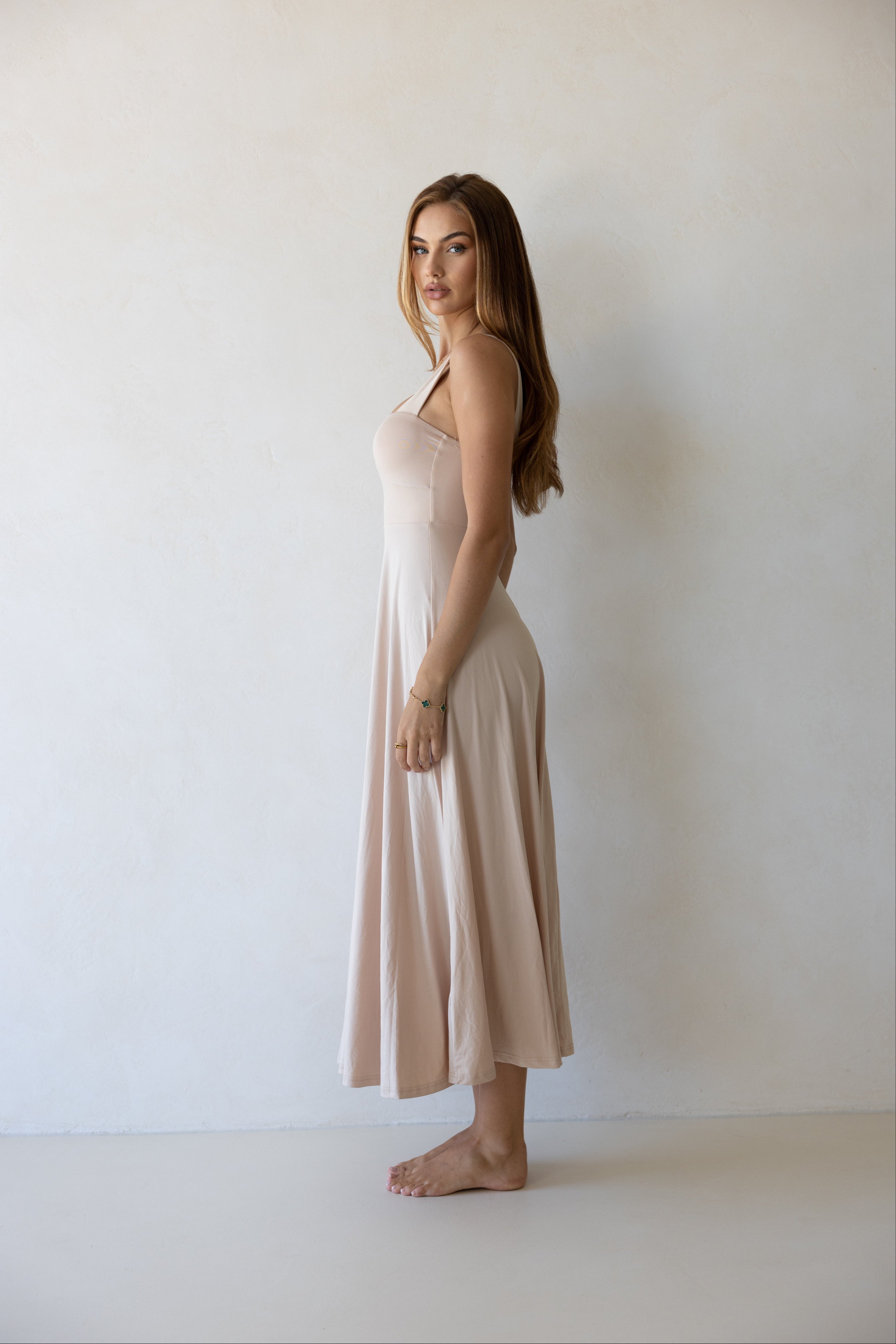 Luxe Box Neck Dress Clay