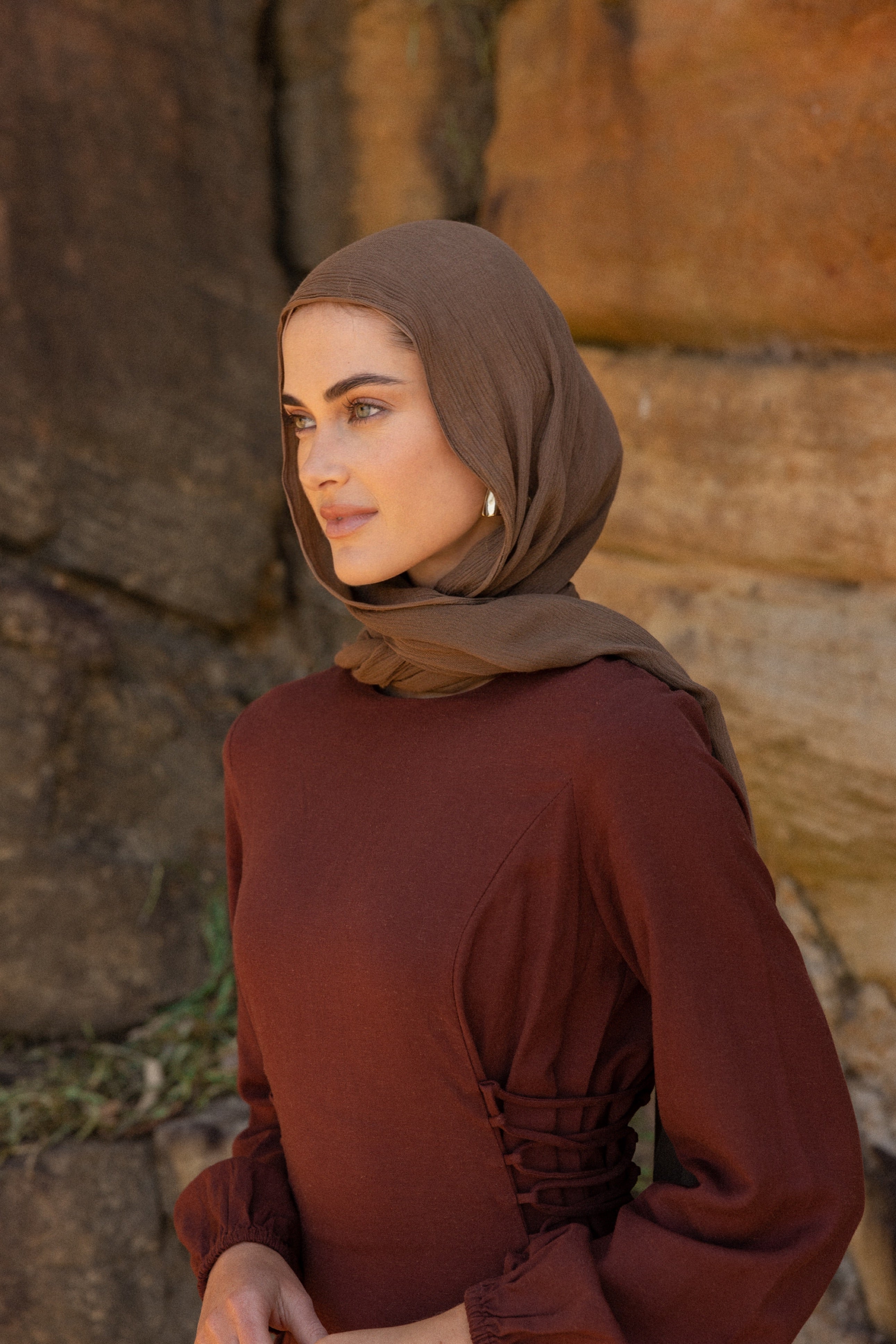 Luxe Rayon Hijab Frayed Edge - COCOA