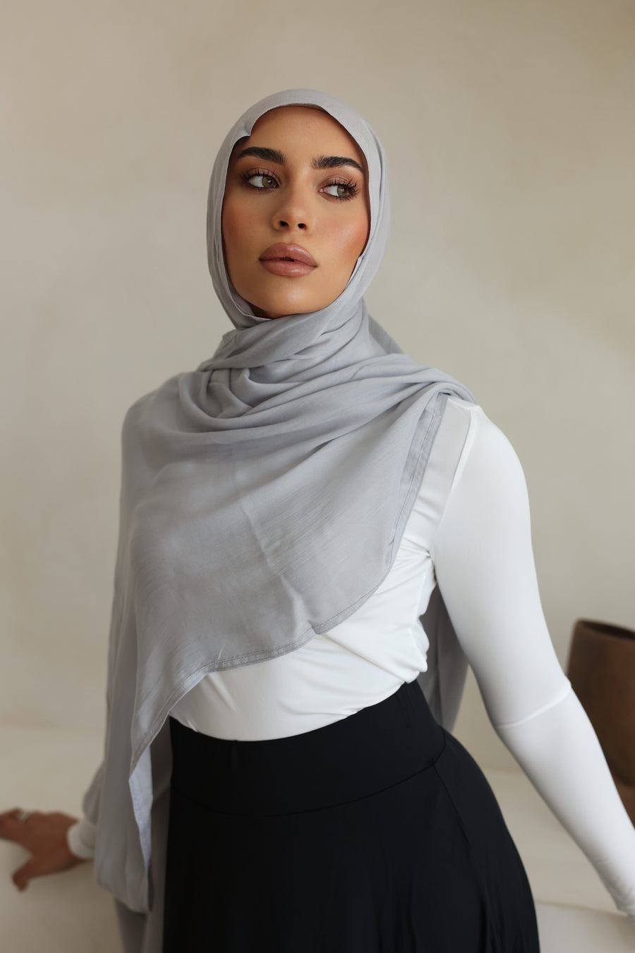 Luxe Double Stitch Hijab Smoke