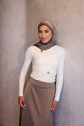 Serena Asymmetric Neckline Double Gold Hardware Detail Top