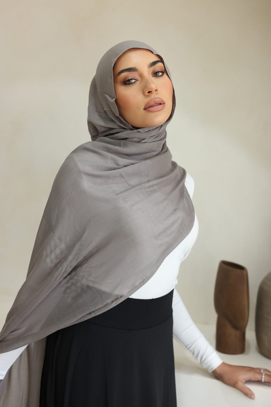 Luxe Double Stitch Hijab Steel