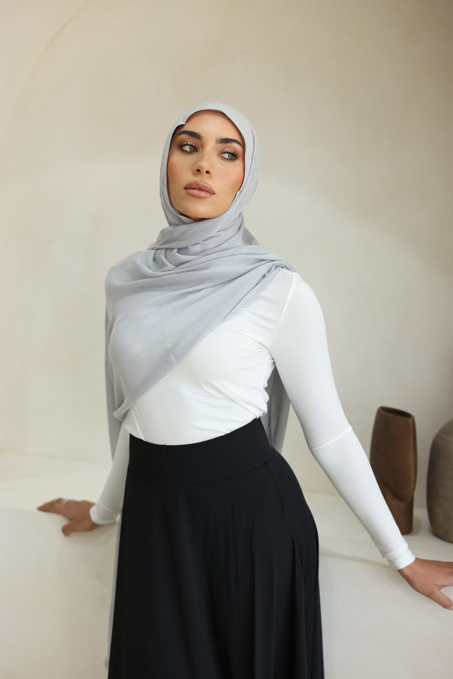 Luxe Double Stitch Hijab Smoke