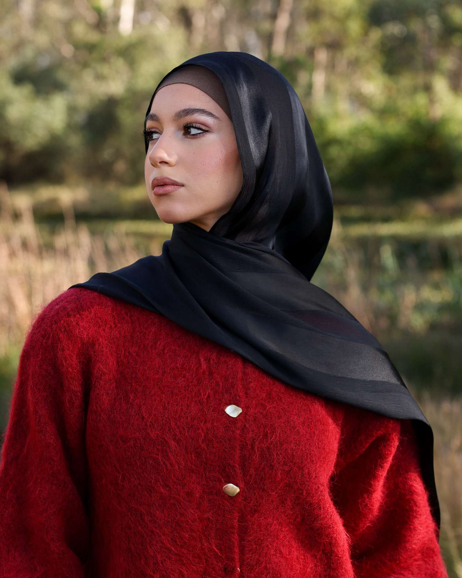 Luxe French Stripe Hijab - Midnight