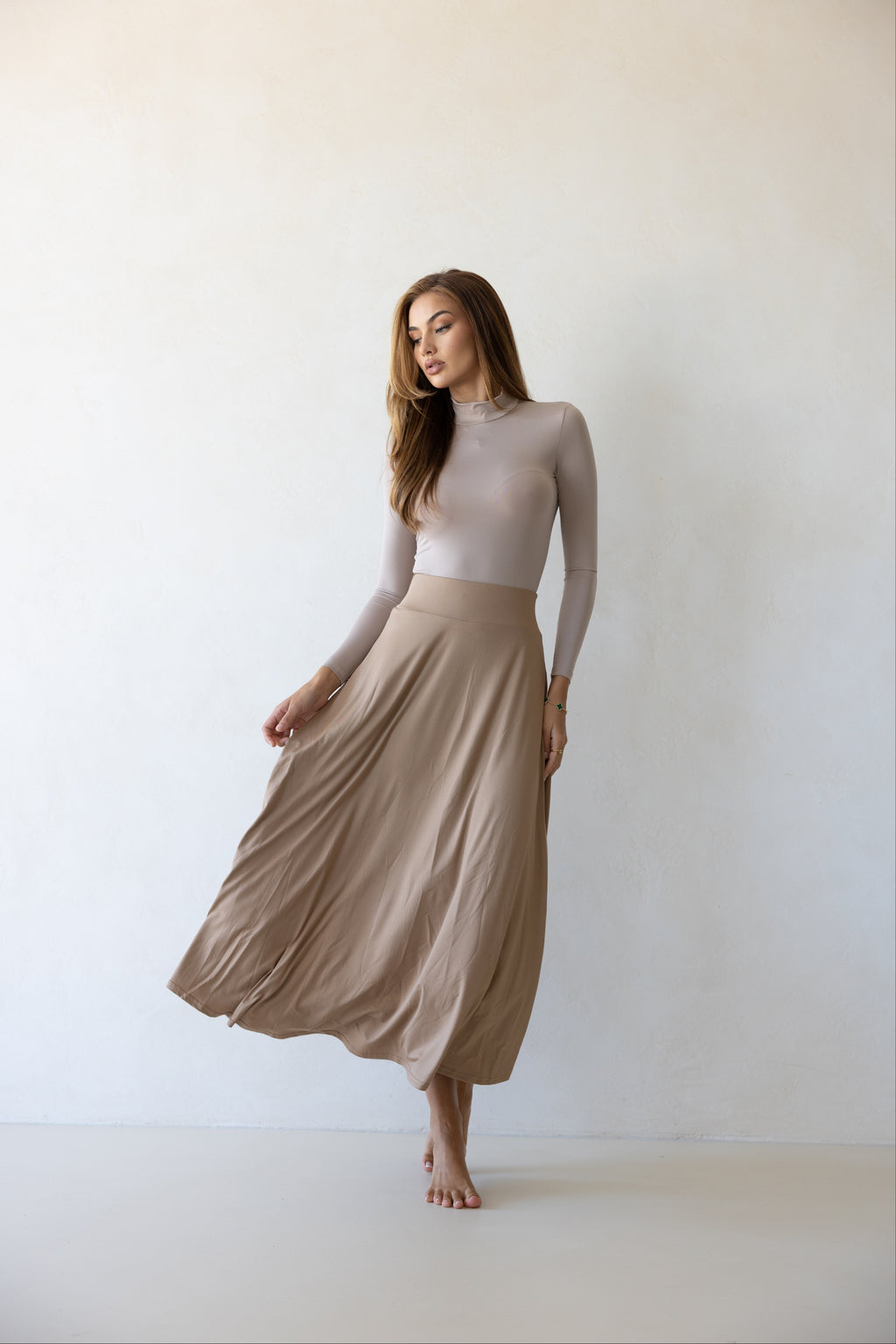 Luxe Swing Skirt Latte