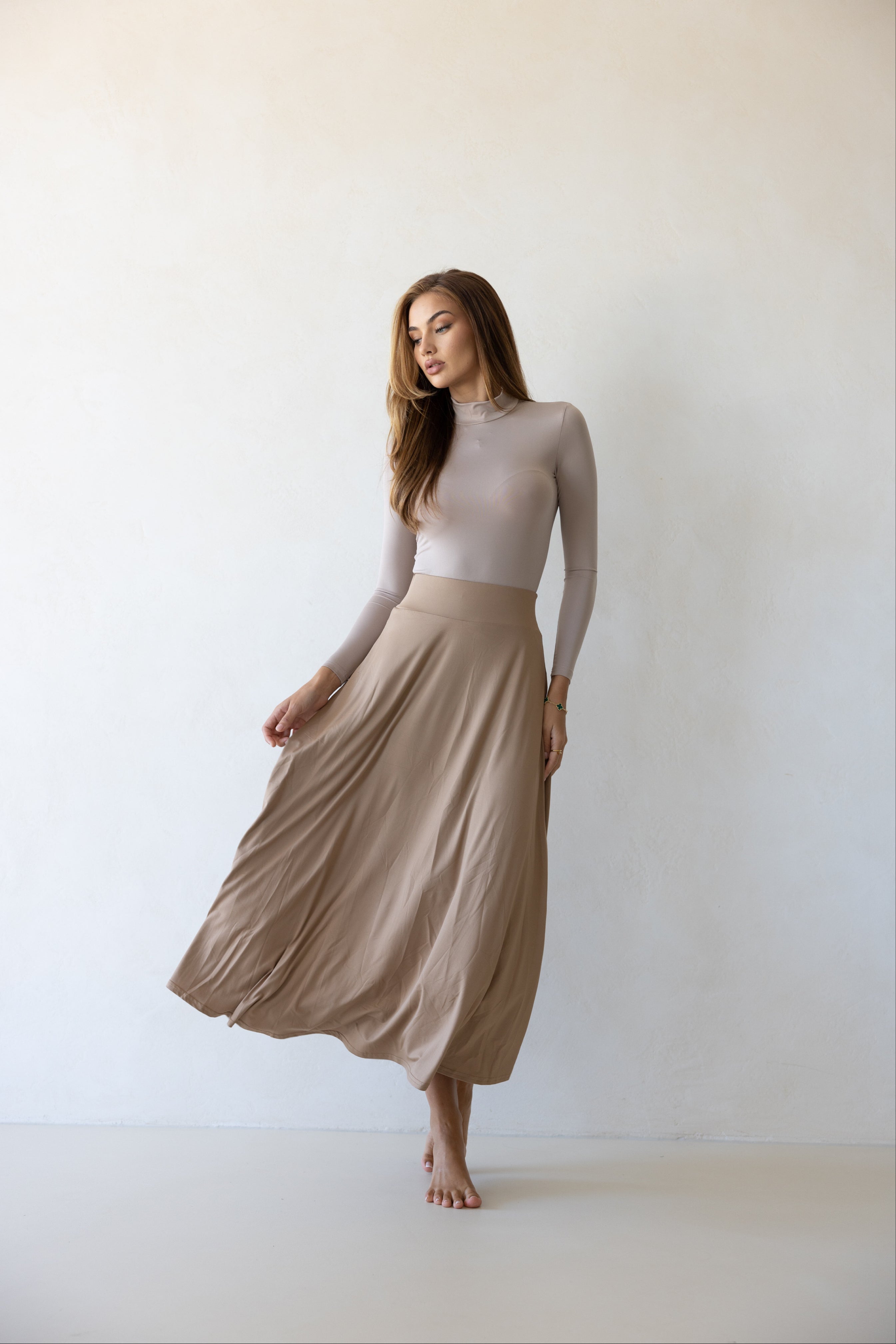 Luxe Swing Skirt Latte