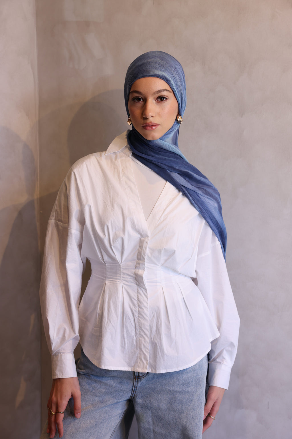 Printed Rayon Hijab - Aqua Marble
