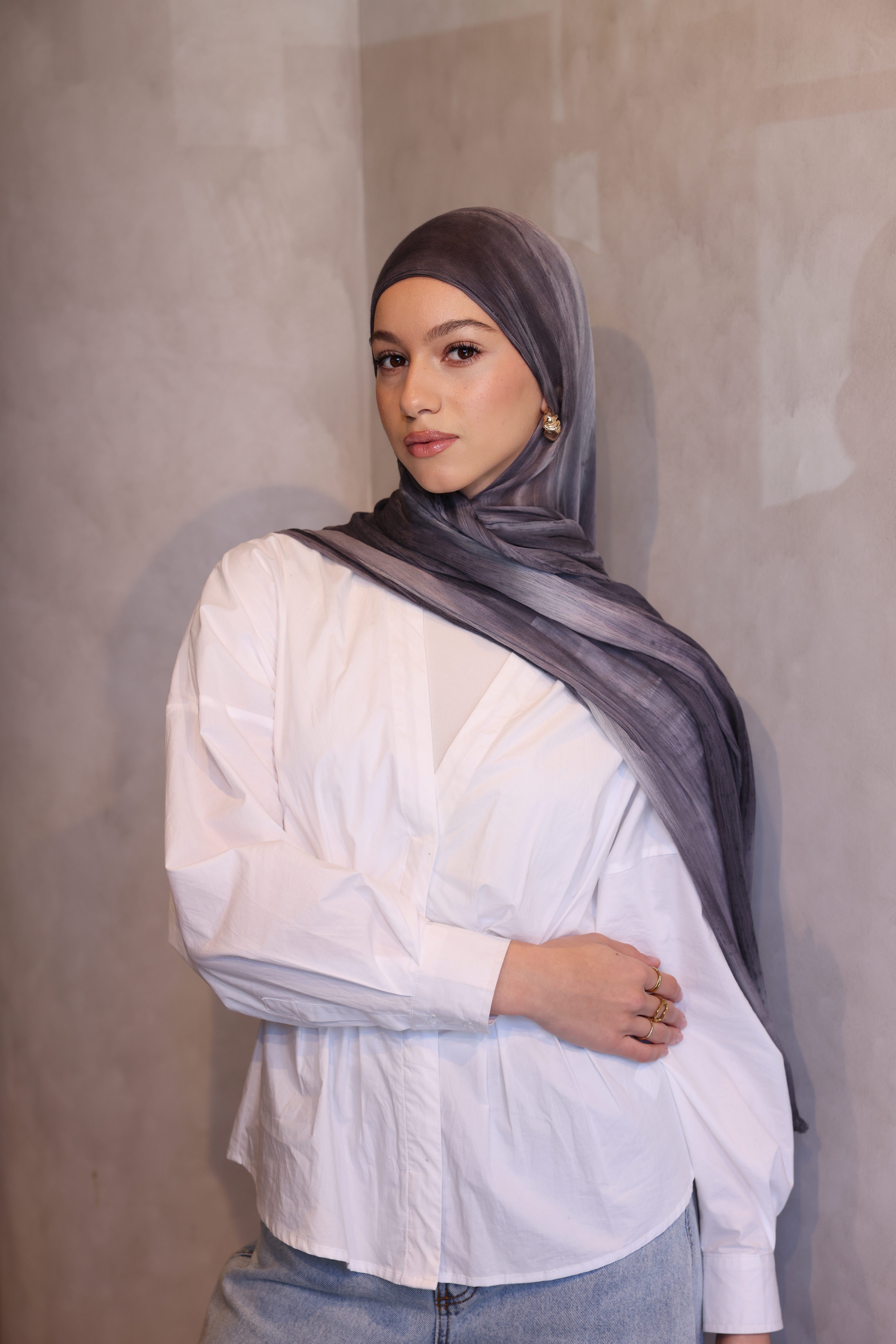 Printed Rayon Hijab - Storm Cloud