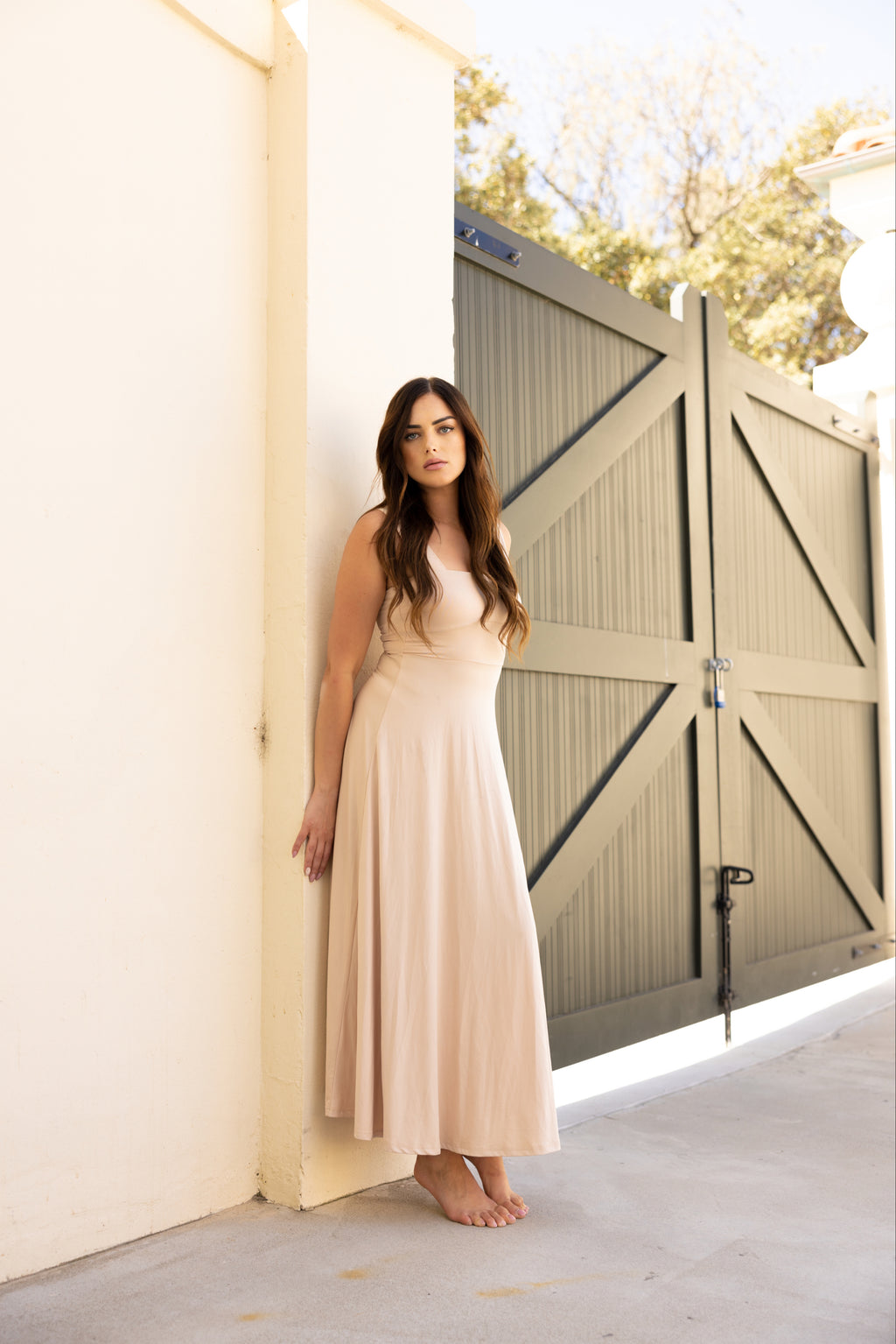 Luxe Box Neck Dress Clay