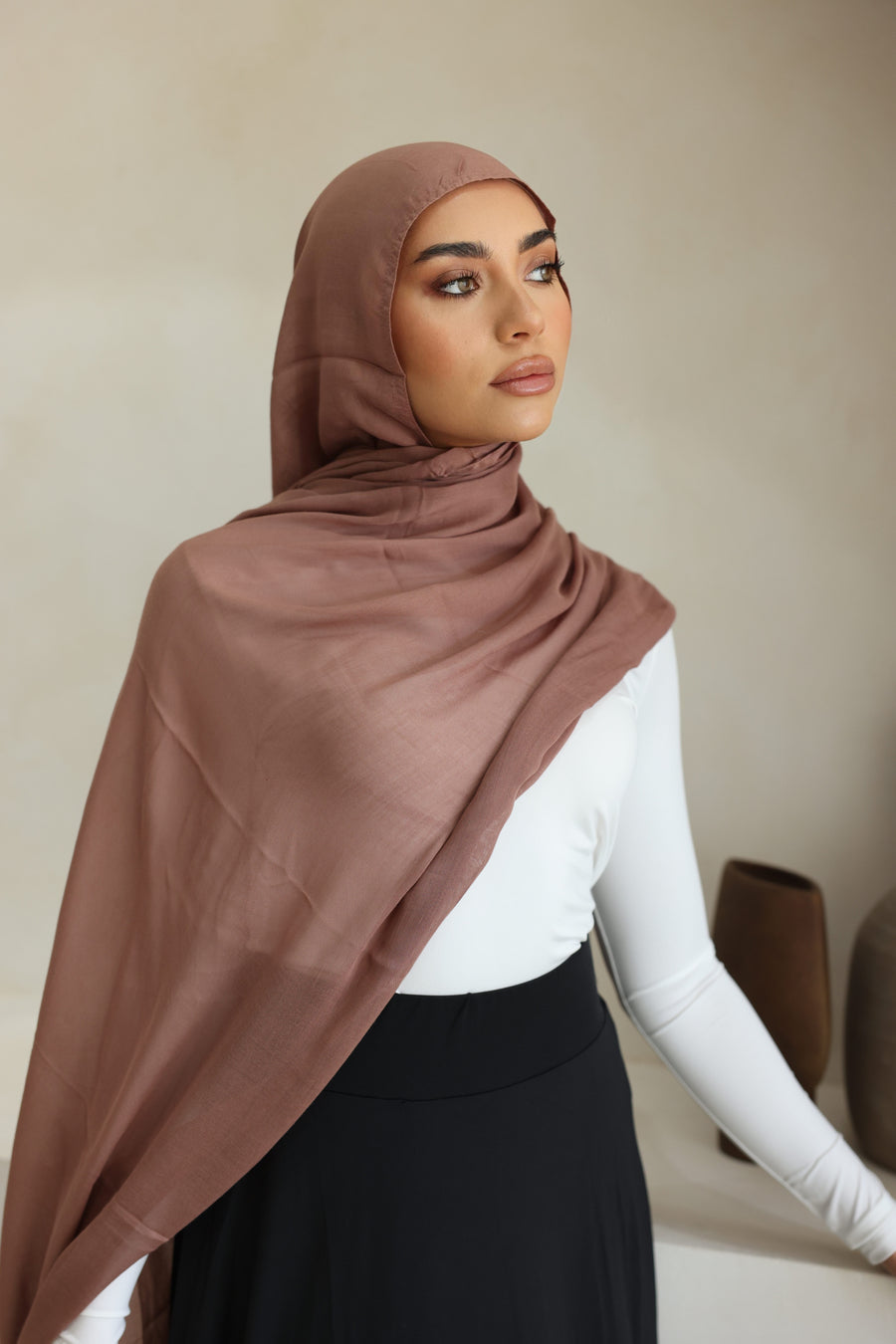 Luxe Double Stitch Hijab Blush