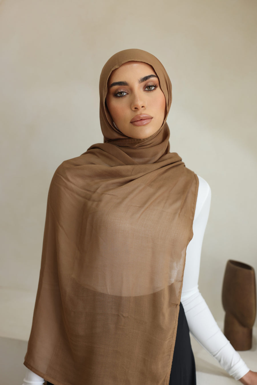 Luxe Double Stitch Hijab Cinnamon