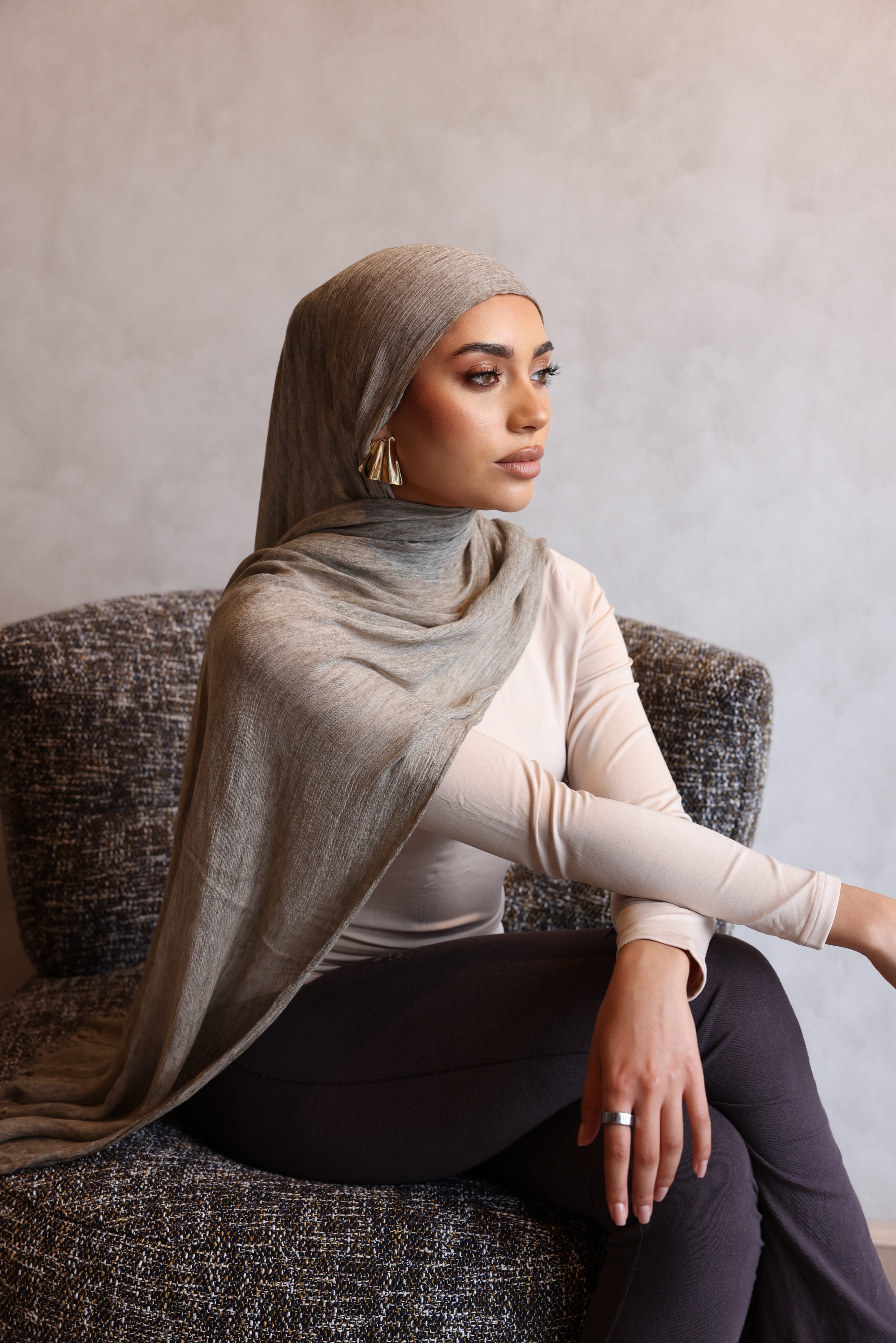 Textured Rayon Hijab - Almond