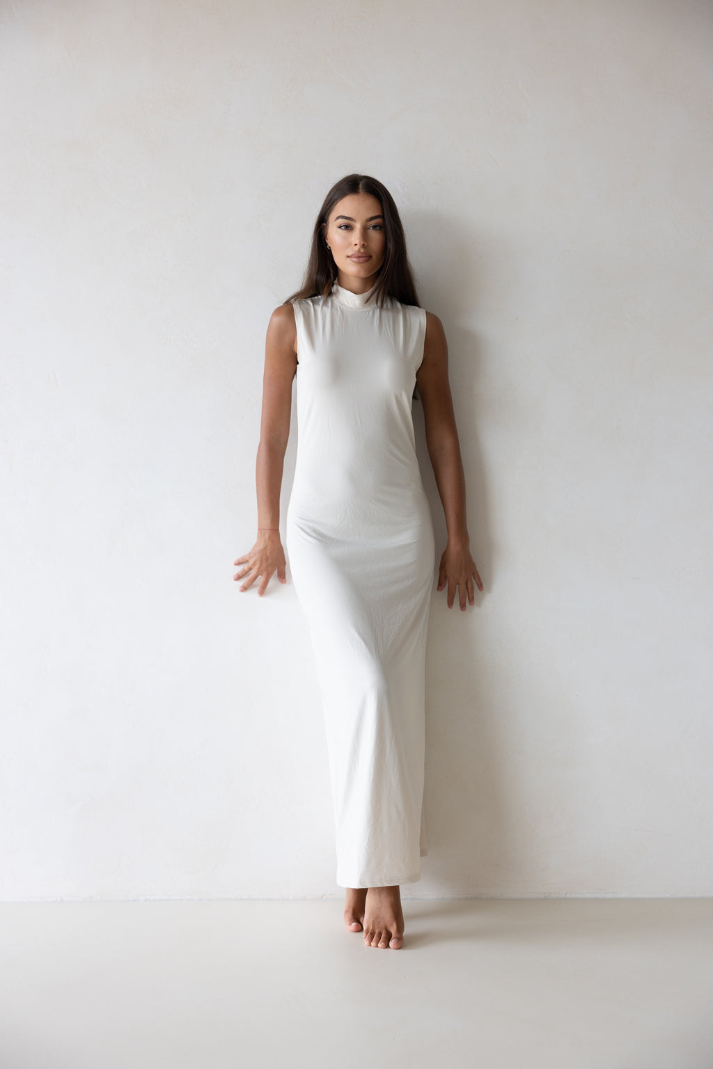 Luxe Sleeveless Slip Dress Sand