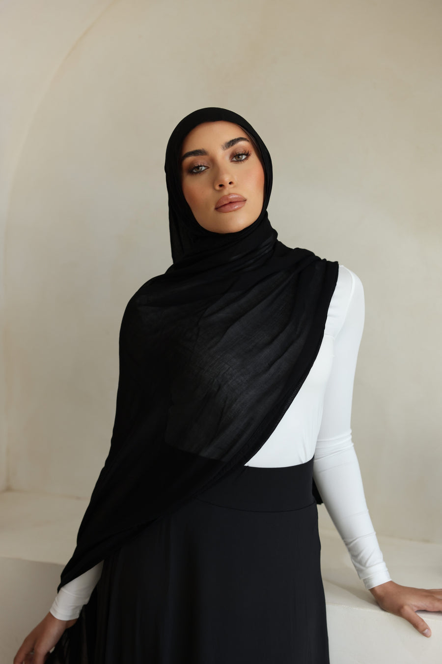 Luxe Double Stitch Hijab Midnight