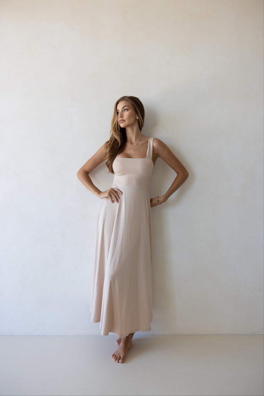 Luxe Box Neck Dress Clay