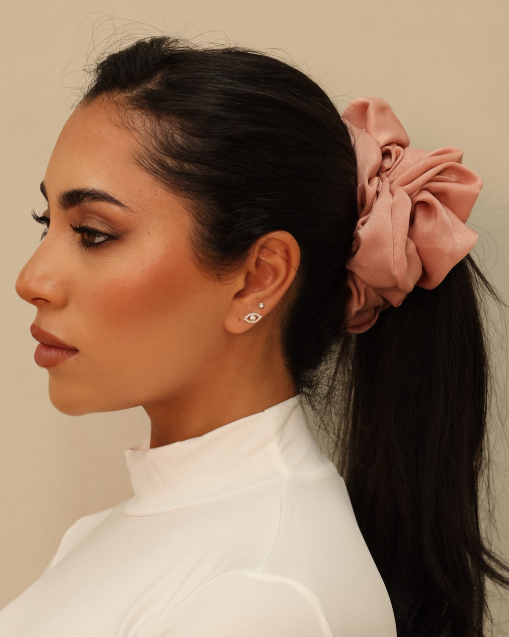Silk satin scrunchies Blush