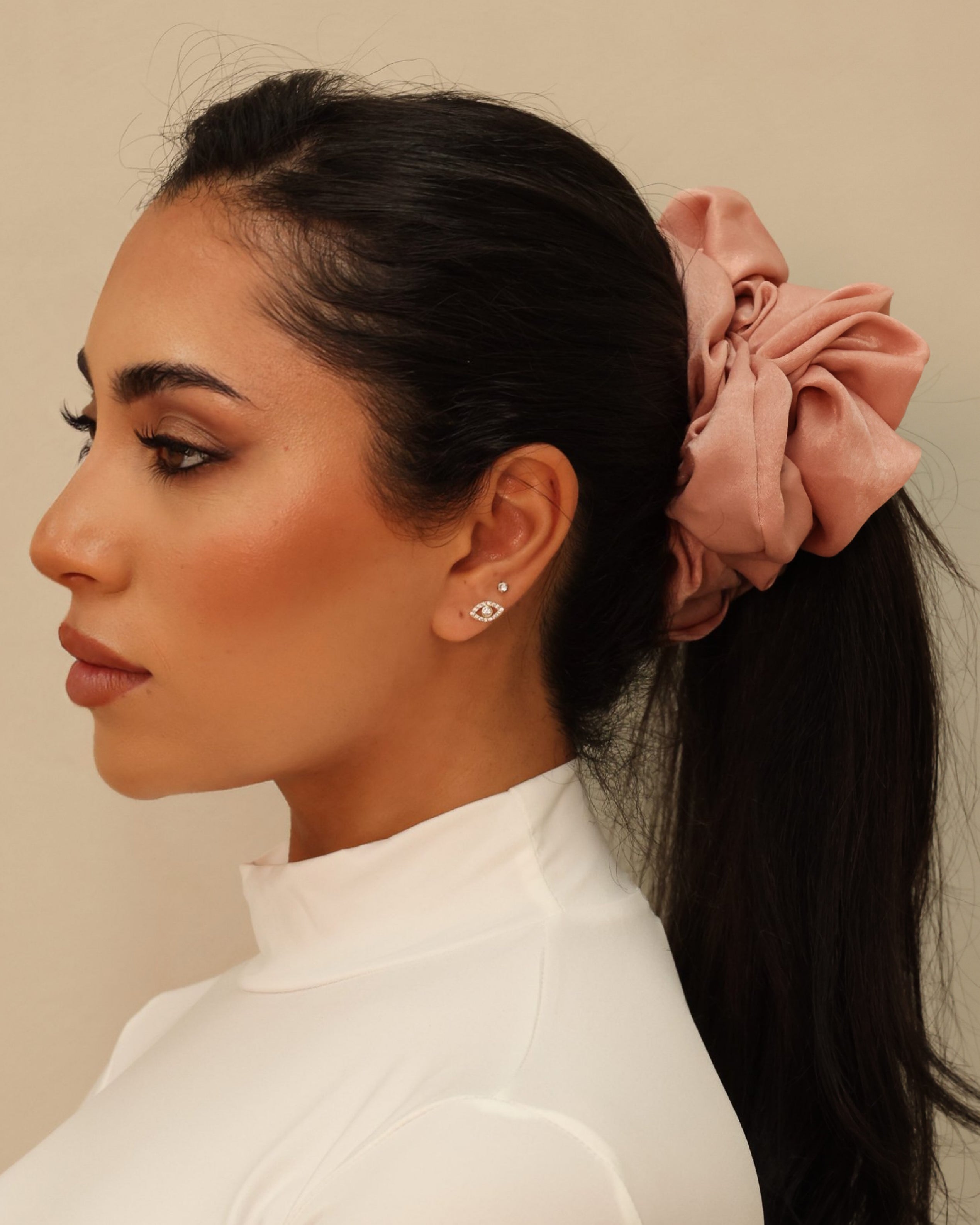 Silk satin scrunchies Blush